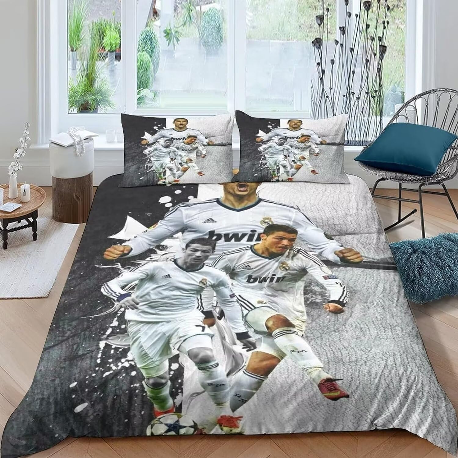 Cristiano Ronaldo Fundas Nórdicas Cama 105 de 3 Piezas - Fundas Poliéster Nórdico 180x220cm con 2 Fundas de Almohada 50x75cm