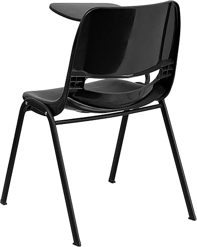 Miniatura 7 de EMMA + OLIVER Silla ergonómica negra con tableta abatible para zurdos - Escritorio con brazo para tableta