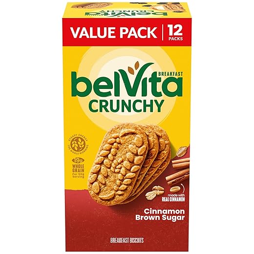 belVita Breakfast Bars Biscuits, Cinnamon Brown Sugar, Value Pack, Christmas Stocking Stuffers 12 Packs (4 Biscuits Per Pack)