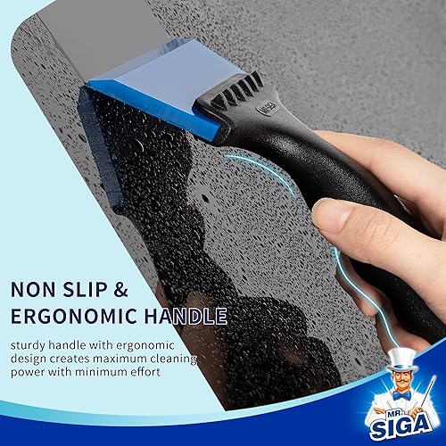 Miniatura 4 de MR.SIGA Mini rasqueta de vidrio 2 en 1 con rascador de hielo integrado, hoja de 5 pulgadas, paquete de 2 para azulejos, vidrio, espejo, ducha, tinte