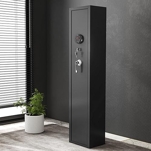 Miniatura 3 de YITAHOME Caja fuerte para pistola de rifle de 3 a 5, cajas fuertes para pistolas y rifles caseros, armarios de armas de acceso rápido con teclado