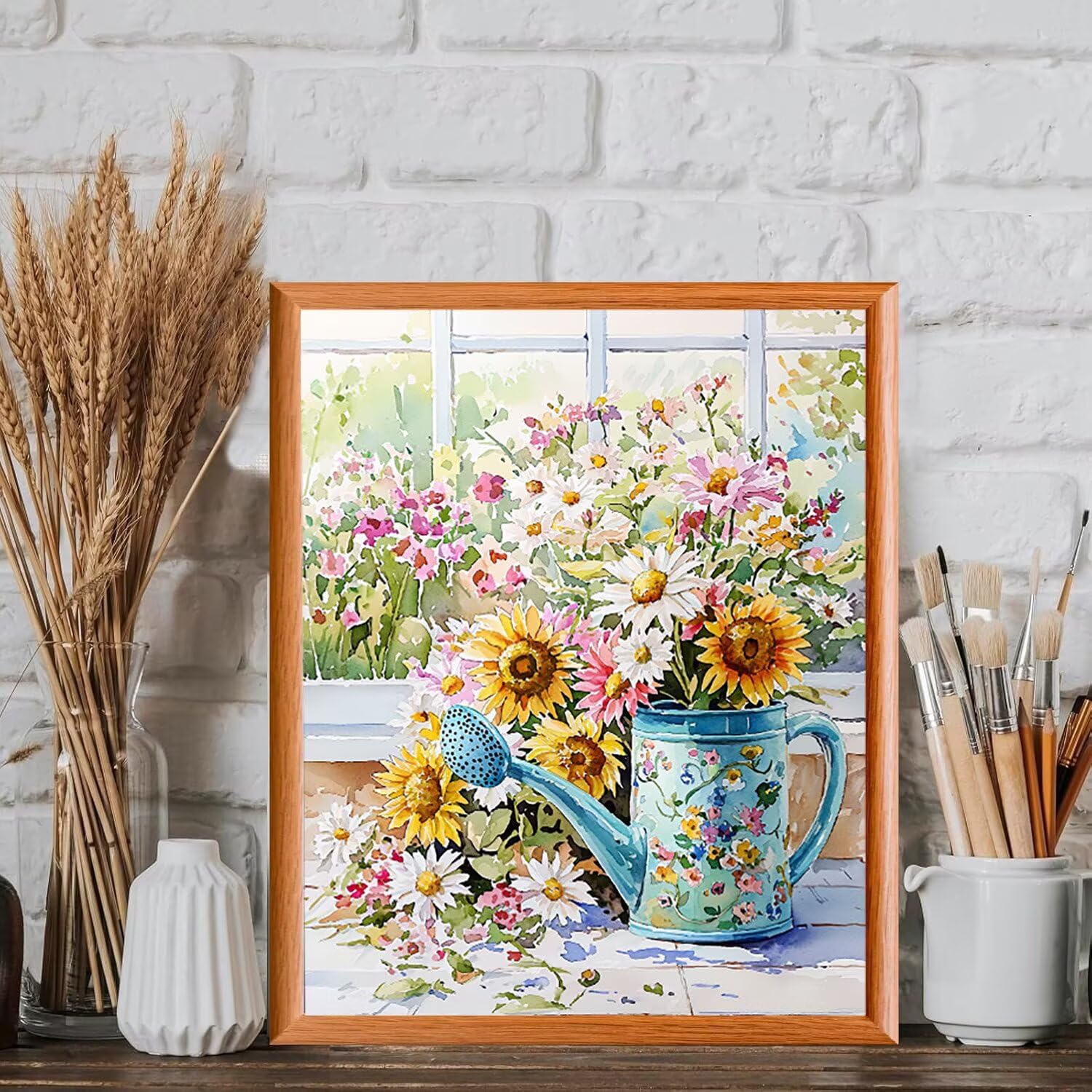 WEISHIWE Malen nach Zahlen Erwachsene Blumen, 70x90cm x-398 | Malen nach Zahlen Erwachsene Leinwand Kit, DIY Handgemalt Ölgemälde Set mit 3-Pinseln und Acrylfarbe für Wanddeko,Ohne Rahmen