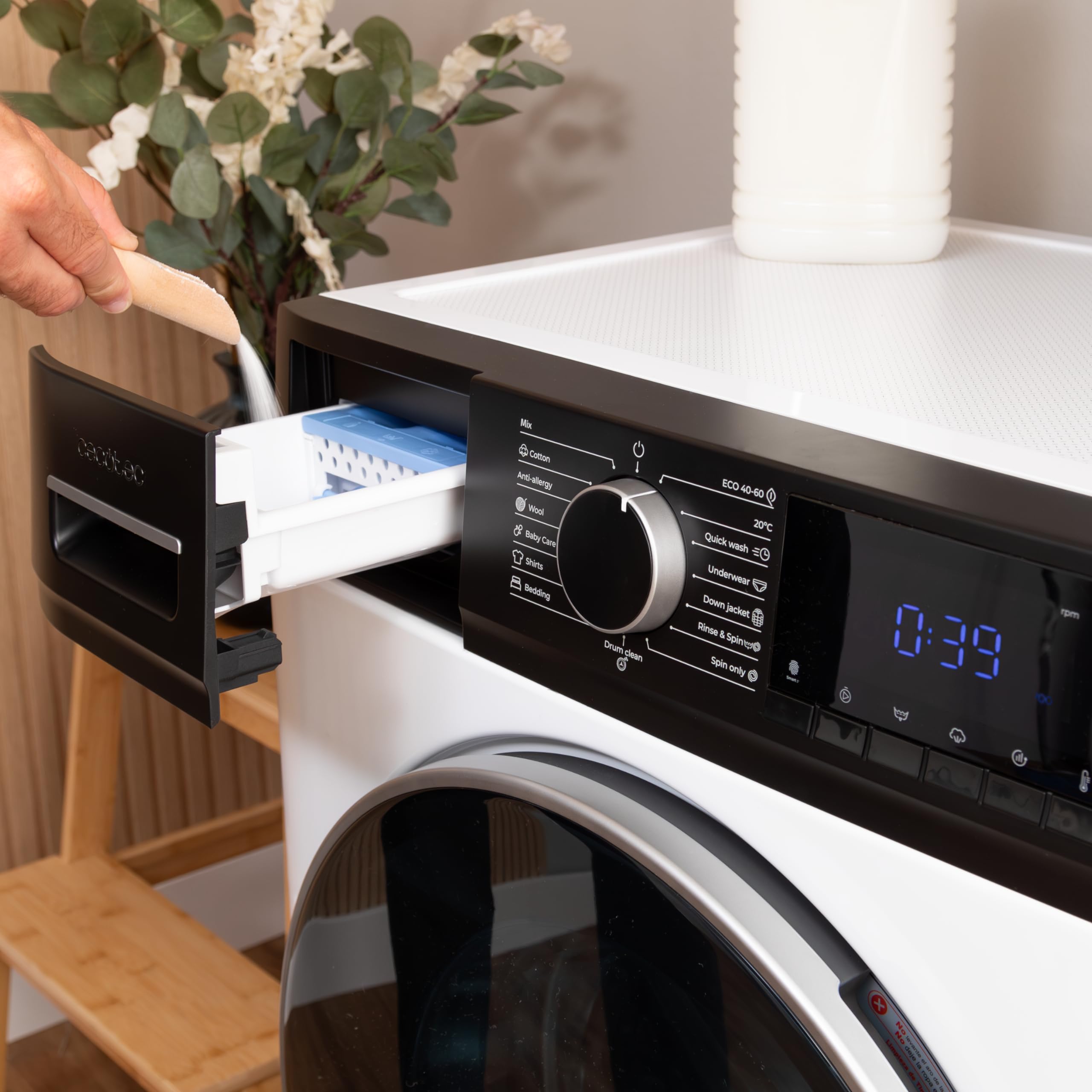 Cecotec Bolero Dresscode 7610 Frontlader-Waschmaschine 7 kg 1400 U/min A Inverter Plus Dampffunktion 15 Programme