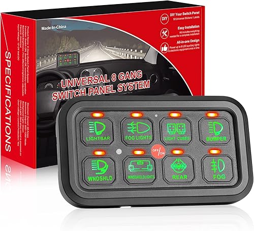 OFFROADTOWN - Panel de interruptor de 8 bandas, interruptor LED de encendido y apagado para automóvil, sistema de relé de control de circuito, caja disponible en Yaxa Peru