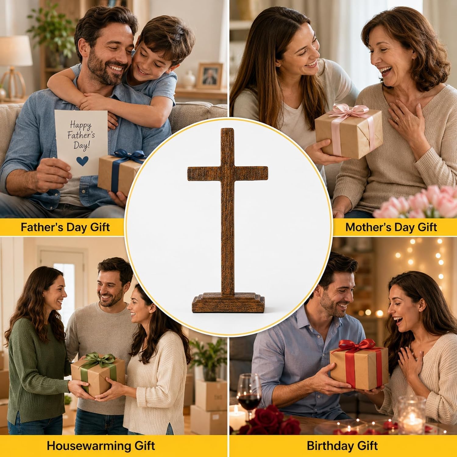 11 Inch Standing Cross with Base - Minimalist Religious Altar Decor