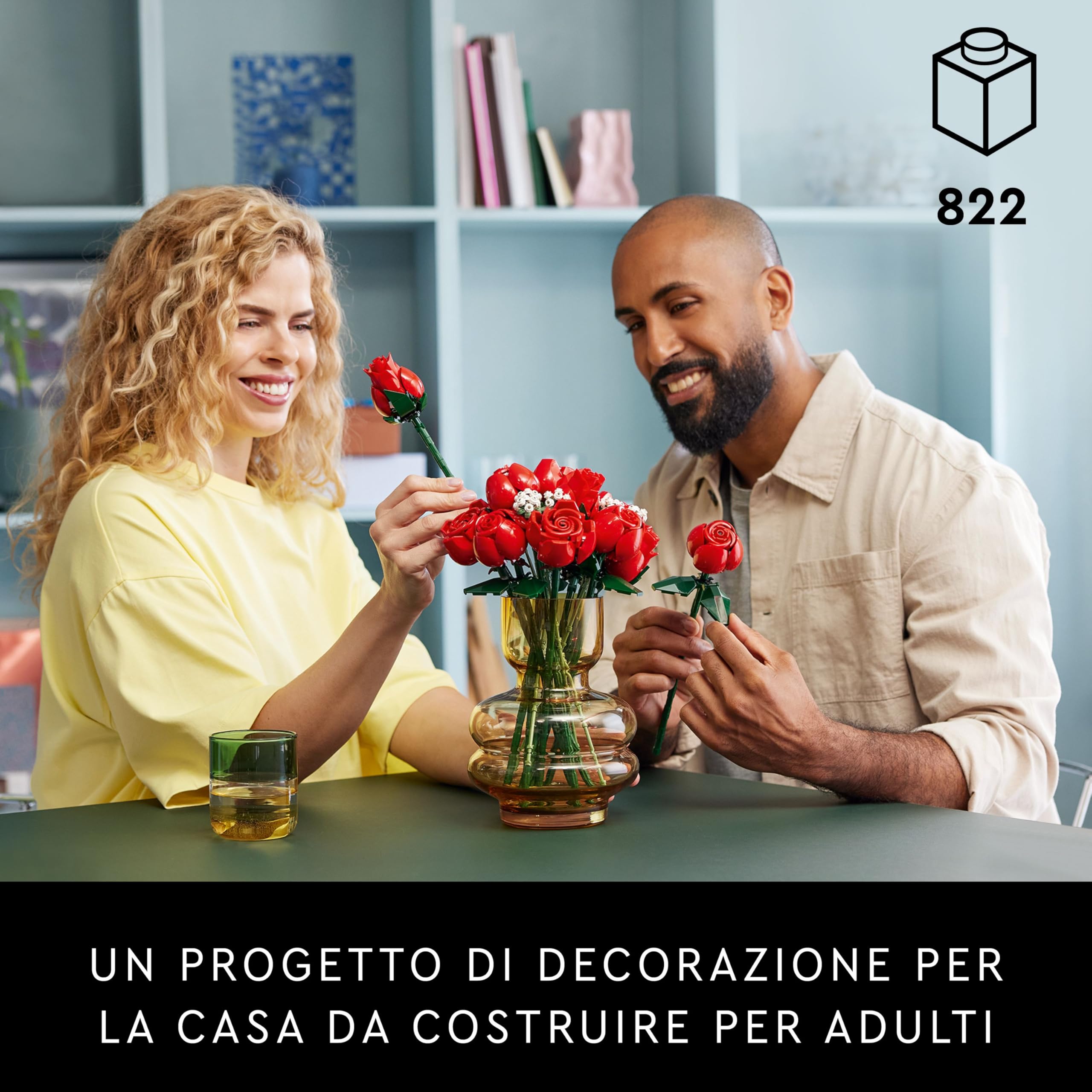 LEGO Botanicals Bouquet di Rose - Set di Fiori Finti con 12 Rose da Costruire - Hobby Creativi per Adulti - Decorazione per Casa Fai da Te - Idea Regalo per Donna o Uomo da Collezione - 10328