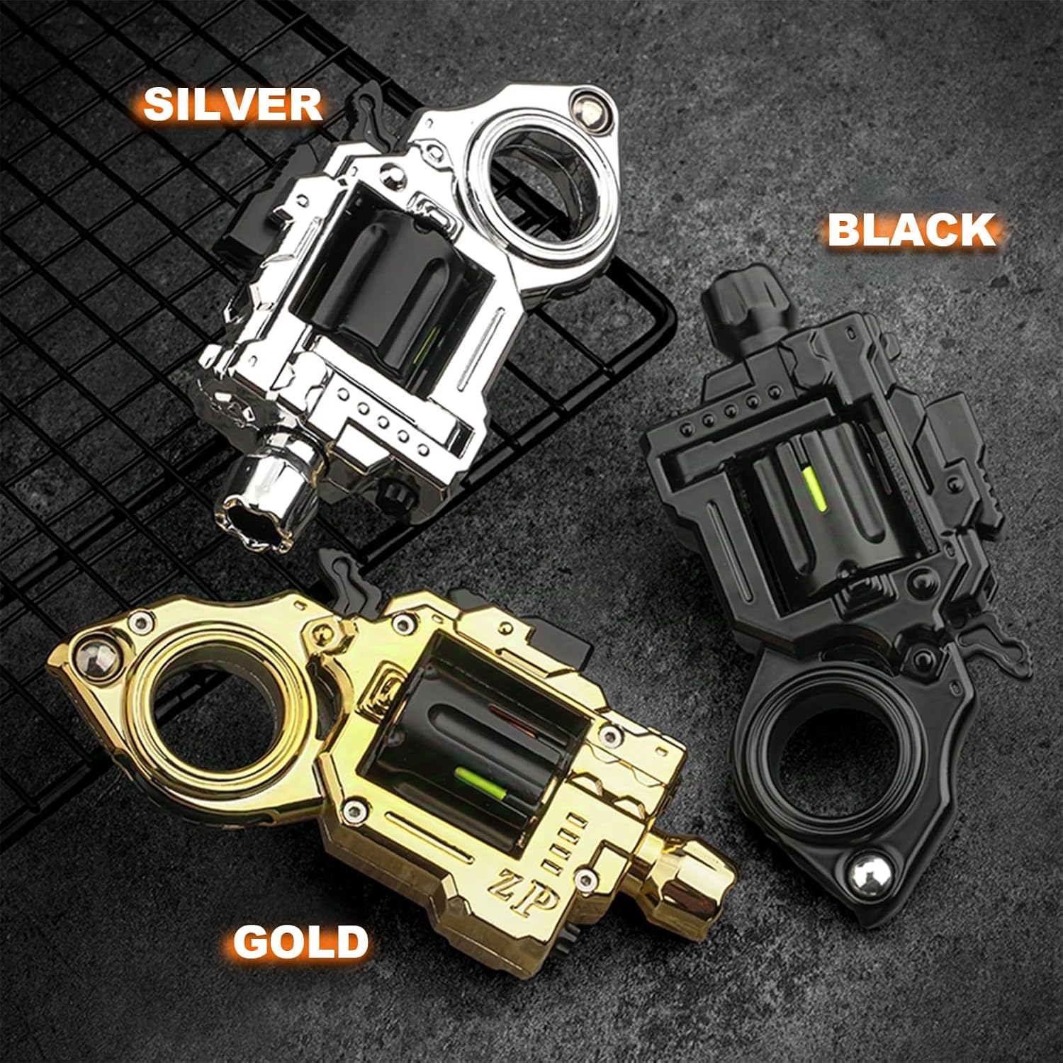 Metal Fidget Toys Adults Gun: Fidget Spinner Cool Fidget Toy for Men Stress Relief Spinner Ring for Finger Concentration Office Study Travel (Radiant Gold)