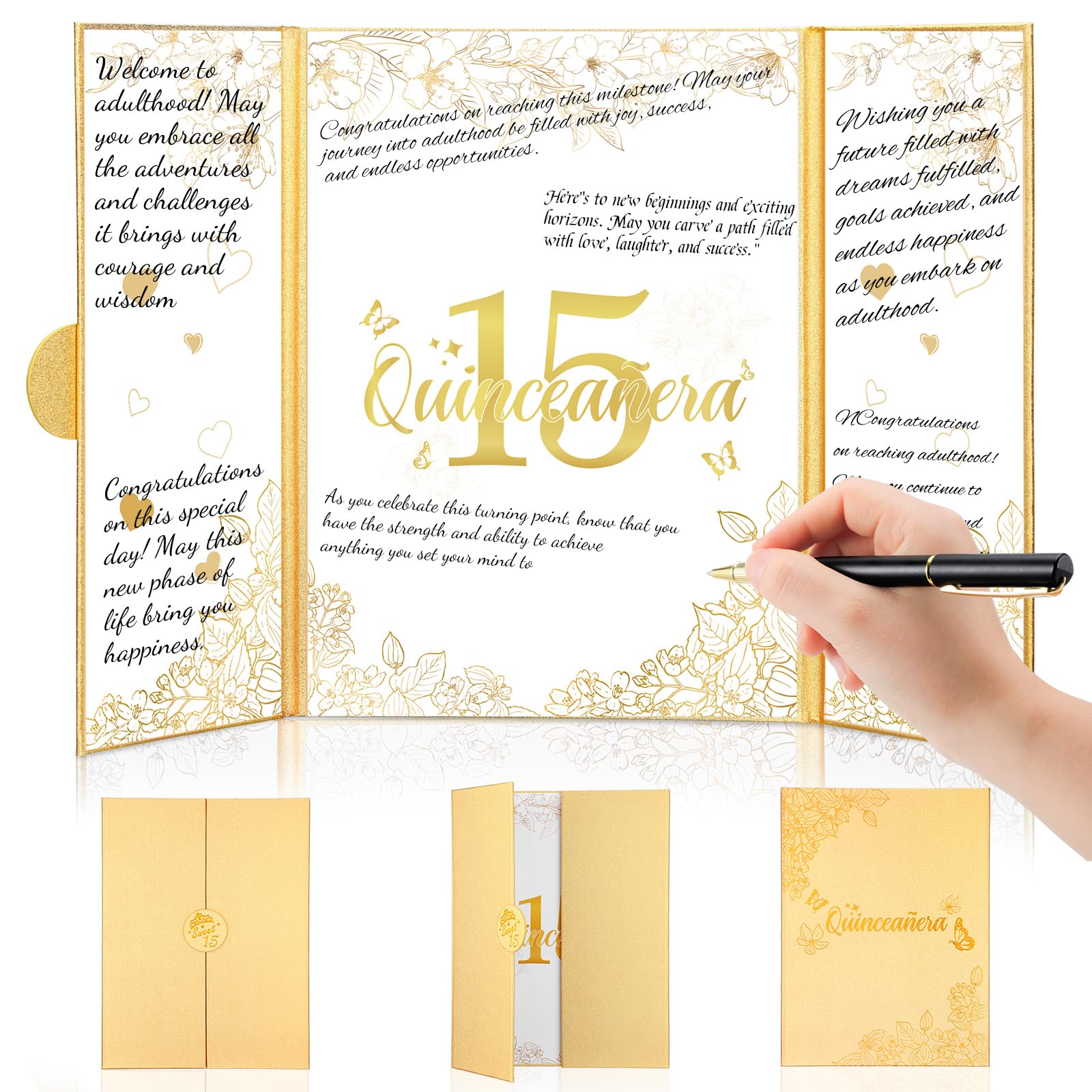 Engrowtic Quinceañera Guest Book Libro De Firmas para 15 Años Quinceañera Recuerdos para 15 Años Birthday Signing Card Board Party Supplies 15th