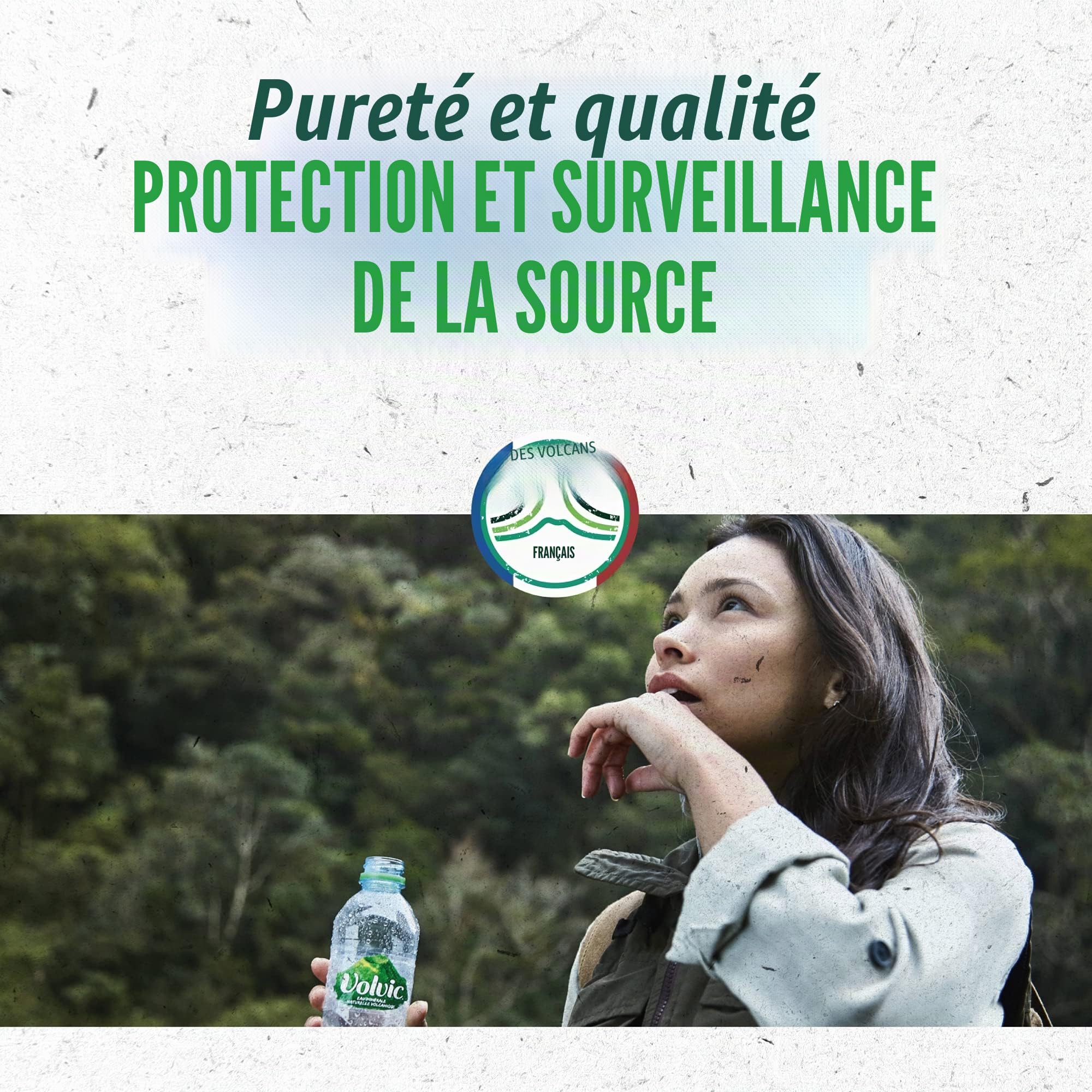 Volvic Eau naturelle, eau potable minérale, bouteille d'eau provenant de sources durables, boîte de 6 bouteilles Volvic de 1,5 l