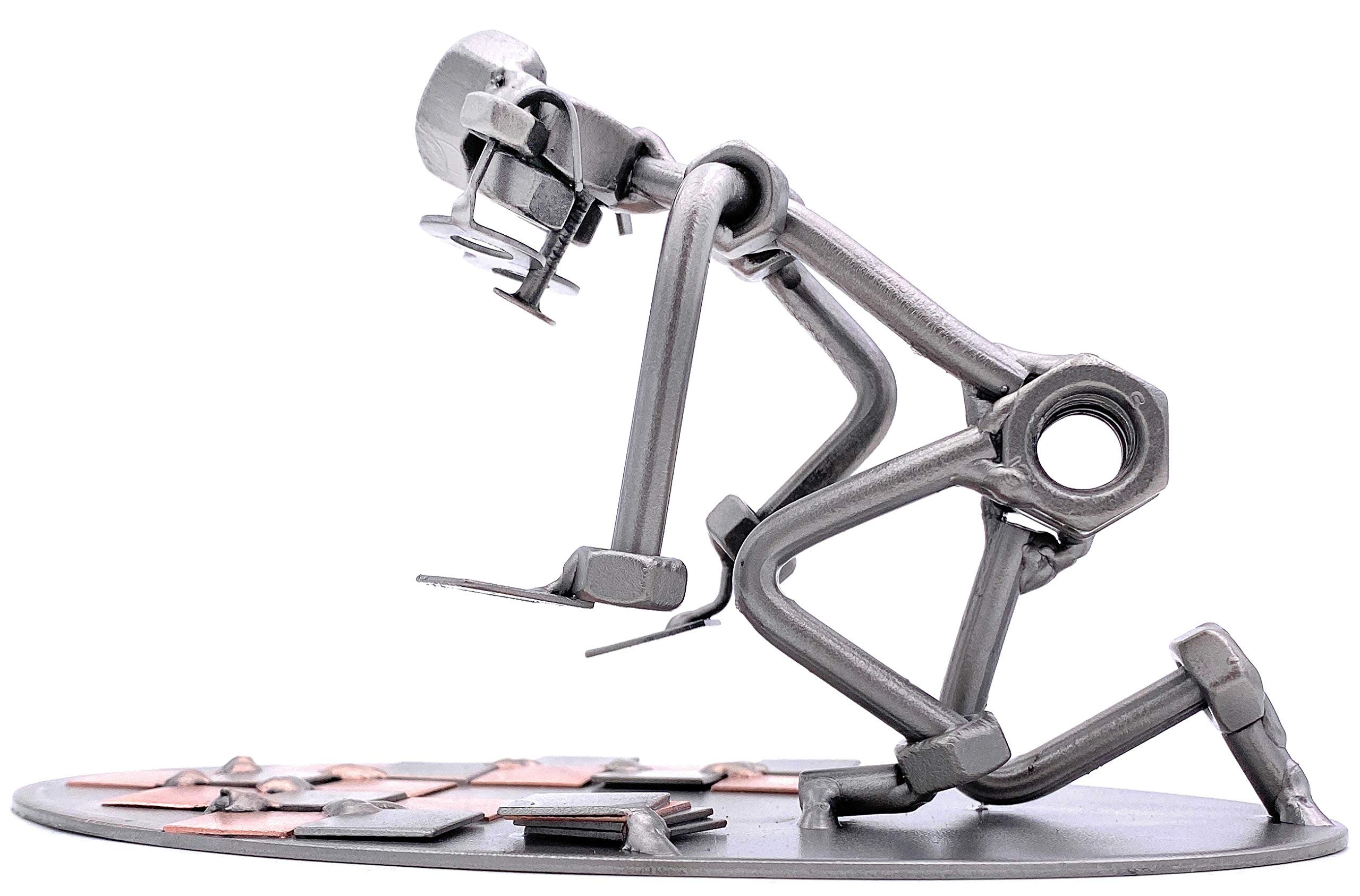STEEMO Schraubenmännchen Fliesenleger Handwerker Geschenk Metall-Deko 18x10x11cm