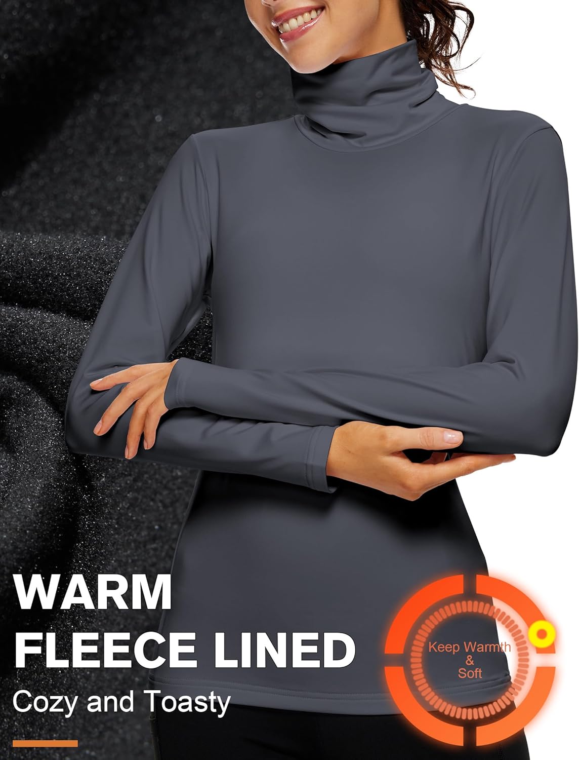 ZUTY 3 Pack Turtleneck Long Sleeve Shirts Thermal Underwear for Women Long Johns Winter Clothes Warm Base Layer Tops - Image 4