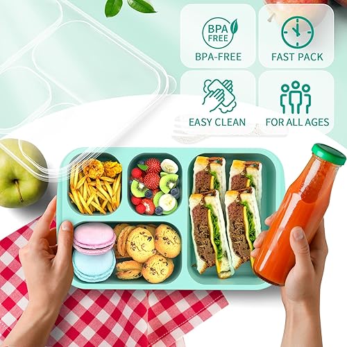 Miniatura 5 de Enstphjoy Lonchera Bento  Paquete de 4 recipientes de aperitivos para preparación de comidas, apto para microondas, lonchera de 4 compartimentos,