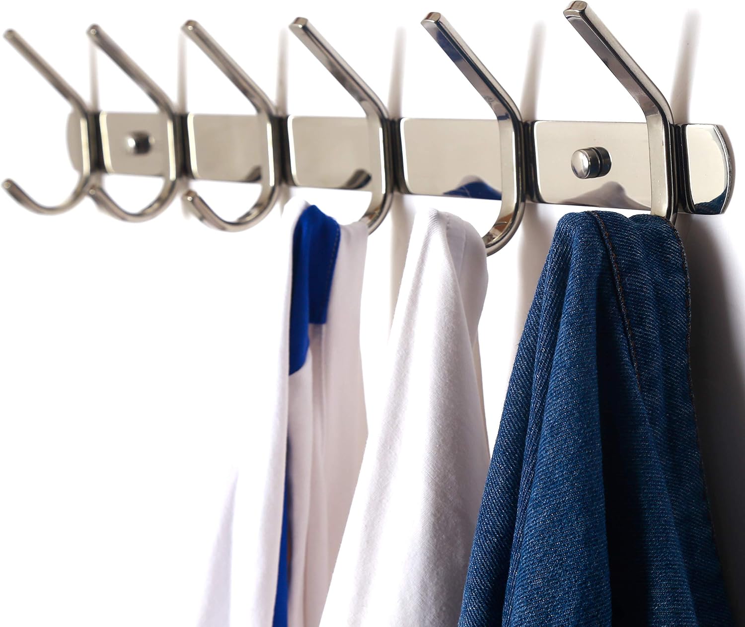 SKOLOO Coat Rack Wall Mounted, Heavy Duty Metal Coat Rack Hook for Coats Towel Robes Purse Hat, Silver