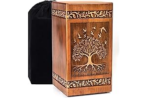 Handmade Wooden Urn, Adult Cremation Burial Urns for Human Ashes, Engraved Tree...