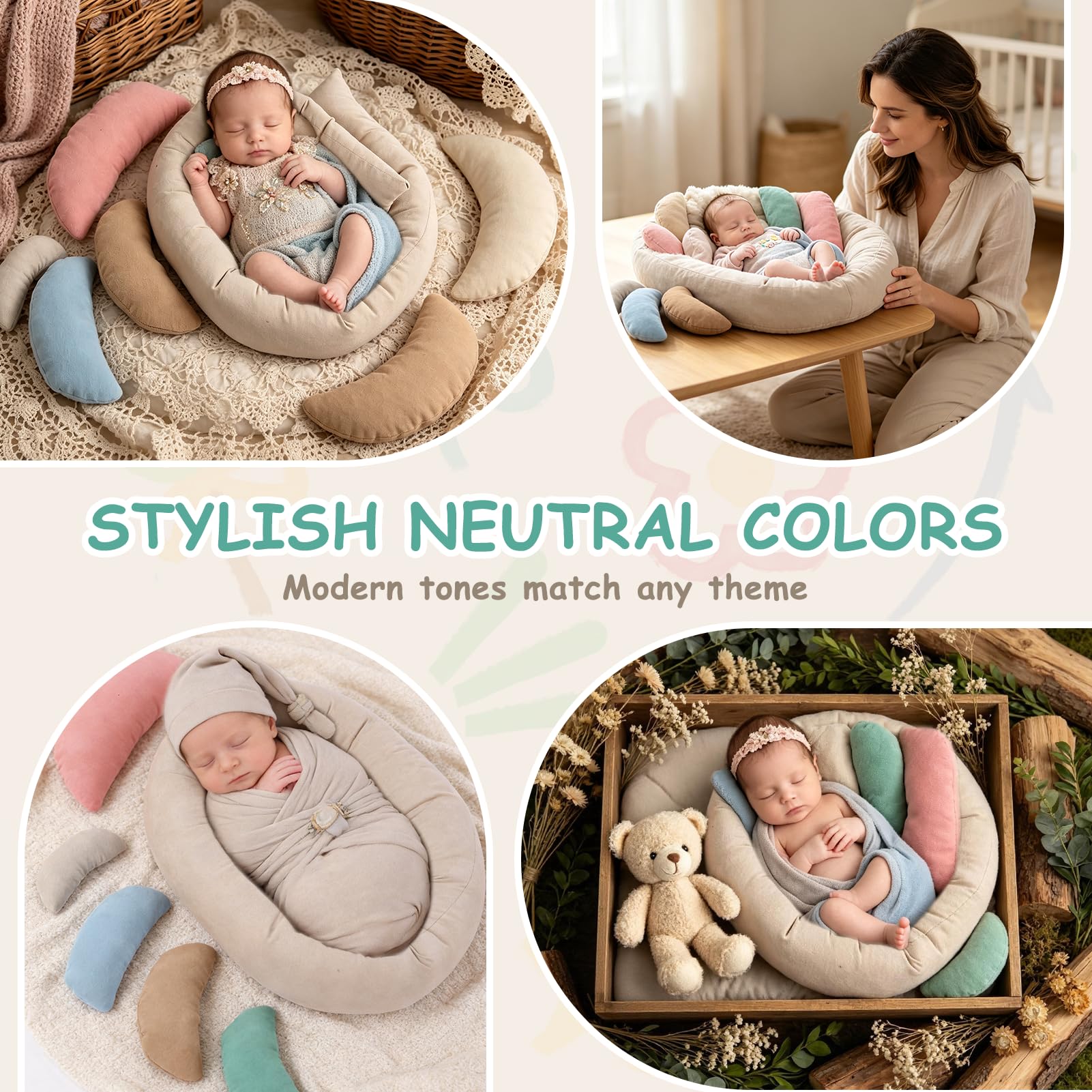 Saut-né pour Nouveau-né La Photographie Posant Un Oreiller Charmant Bel Baby Oreiller Ensemble de Photographies Respirantes Douces Accessoires pour Les Bébés Photographie