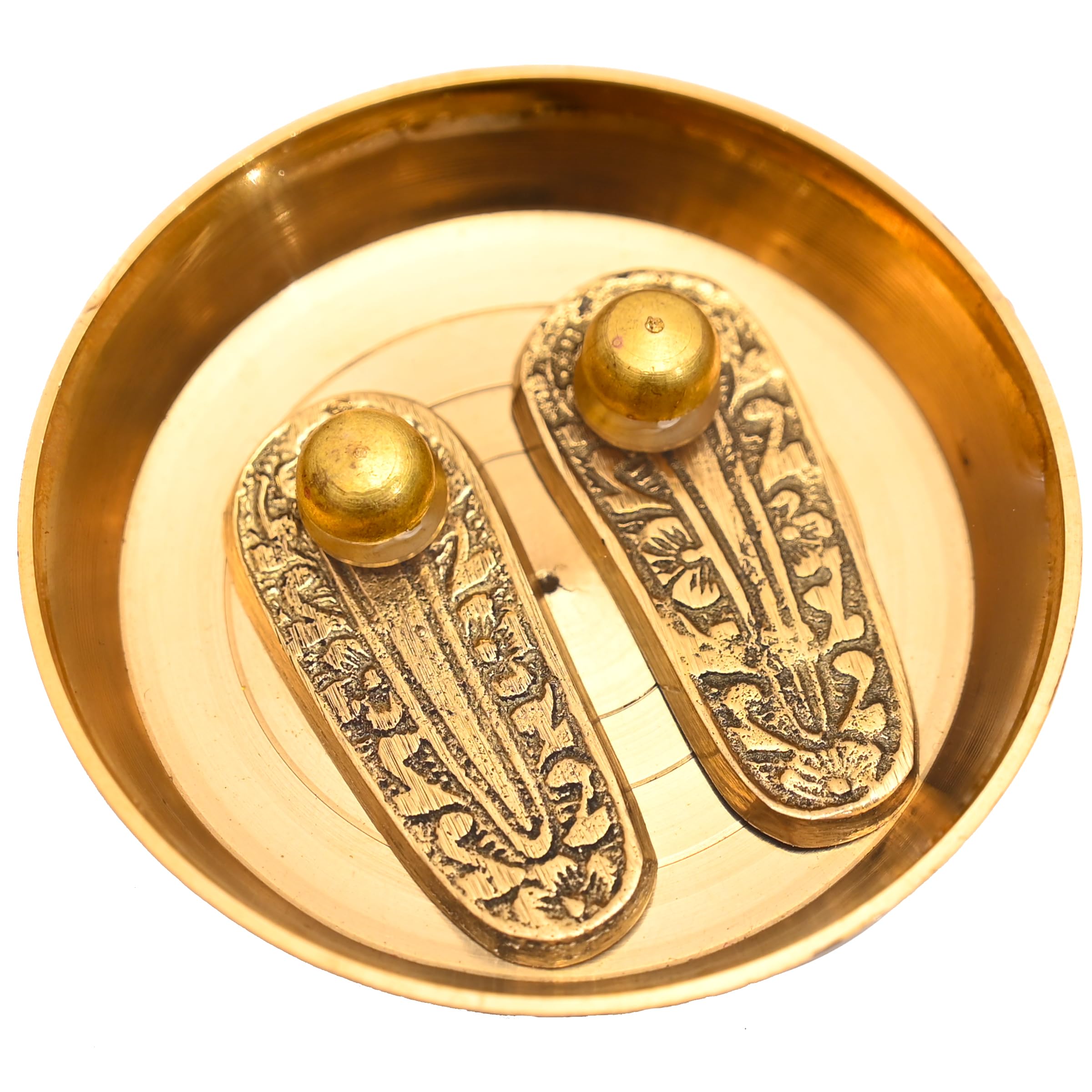 Tarini Gallery Brass Charan Plate set for Pooja Ghar Home Temple Mandir Traditional Religious Auspicious Pital Puja Items Décor Decoration and Gifting (Charan) - Image 4