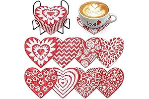 Valentine's Day Diamond Art Coasters Kits with Holder and Cork Bases