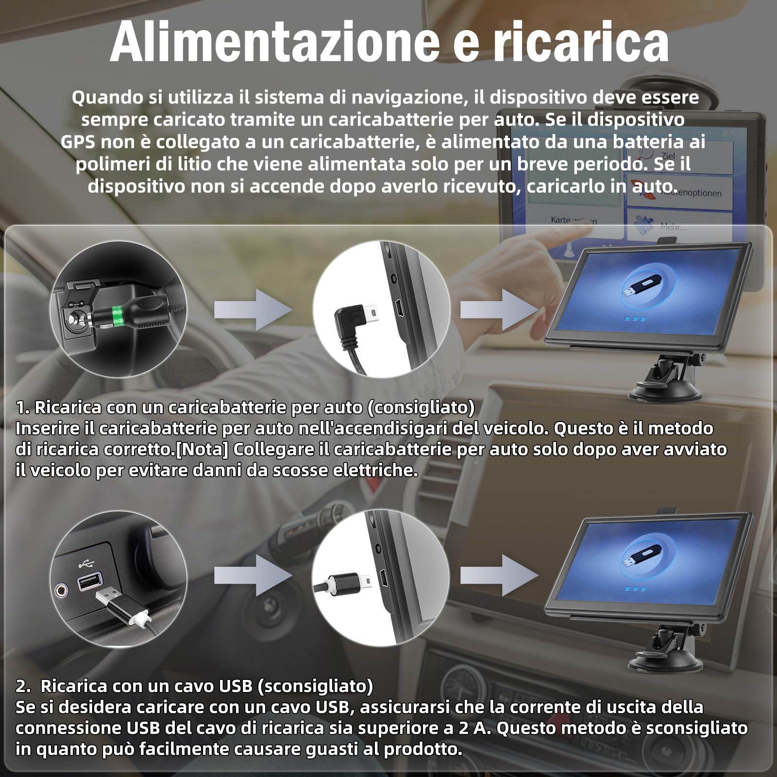 Kit navigazione GPS universale 7 pollici auto camion camper con supporto trasmettitore FM