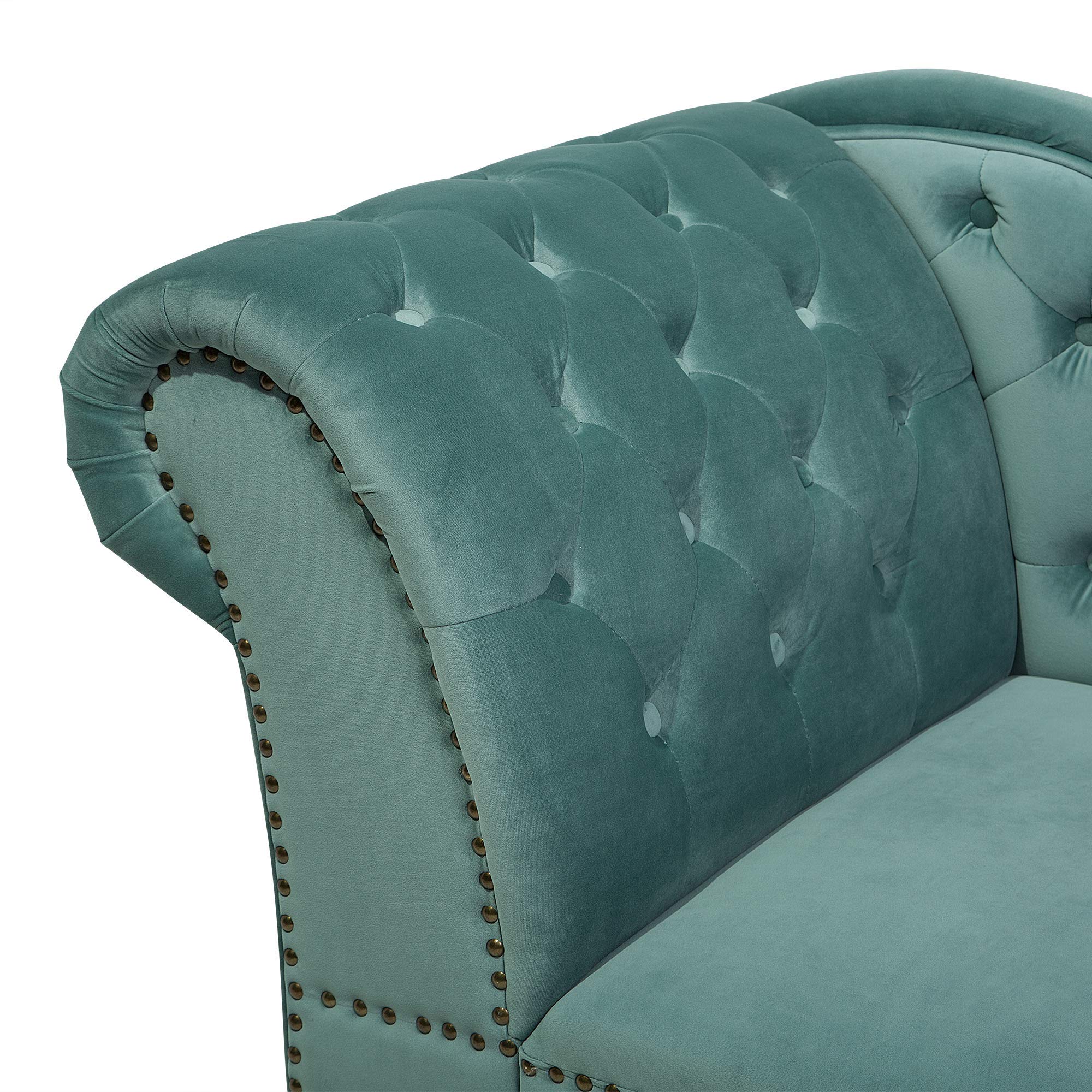 Beliani Retro Chaiselongue Samtstoff linksseitig mintgrün Nimes