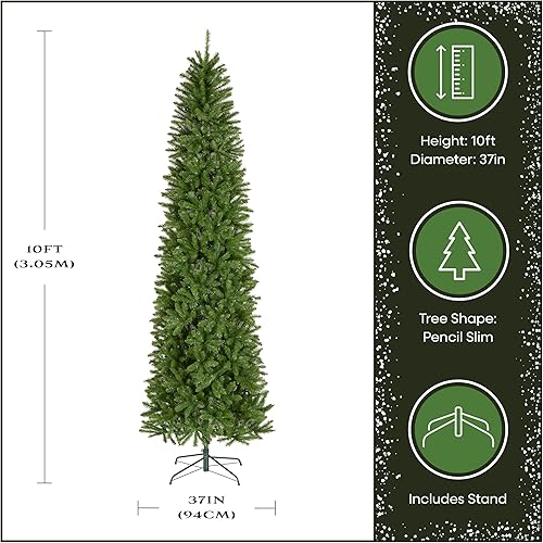Miniatura 4 de National Tree Company 10 ft Unlit Kingswood Fir Slim Artificial Christmas Tree, 1,715 Tips, Includes Stand, Green