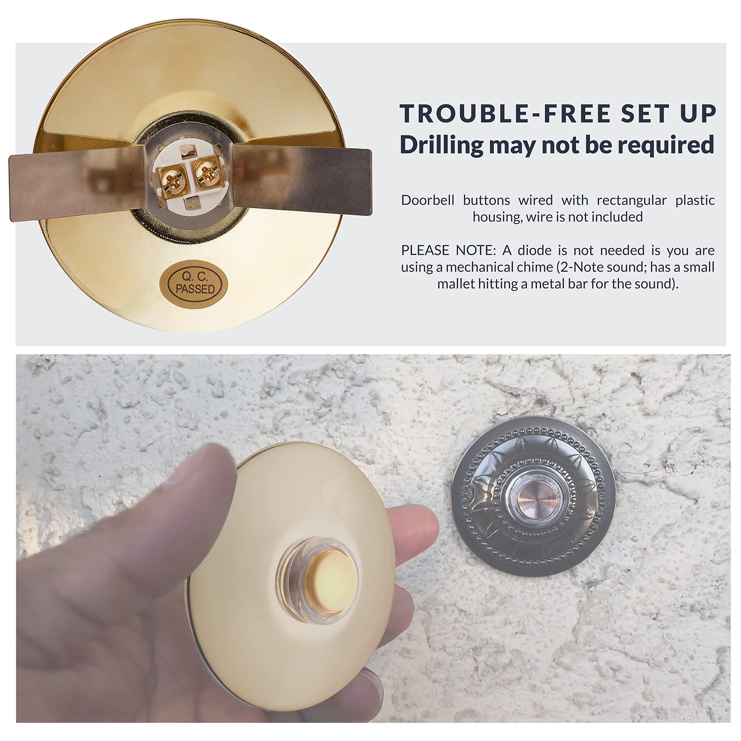 Lighted Doorbell Button - Brass -6