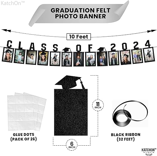 Miniatura 2 de KatchOn, Cartel de fotos de graduación negro 2024  Brillantina, grande de 10 pies, pancarta de clase de 2024  Cartel de imagen de graduación para