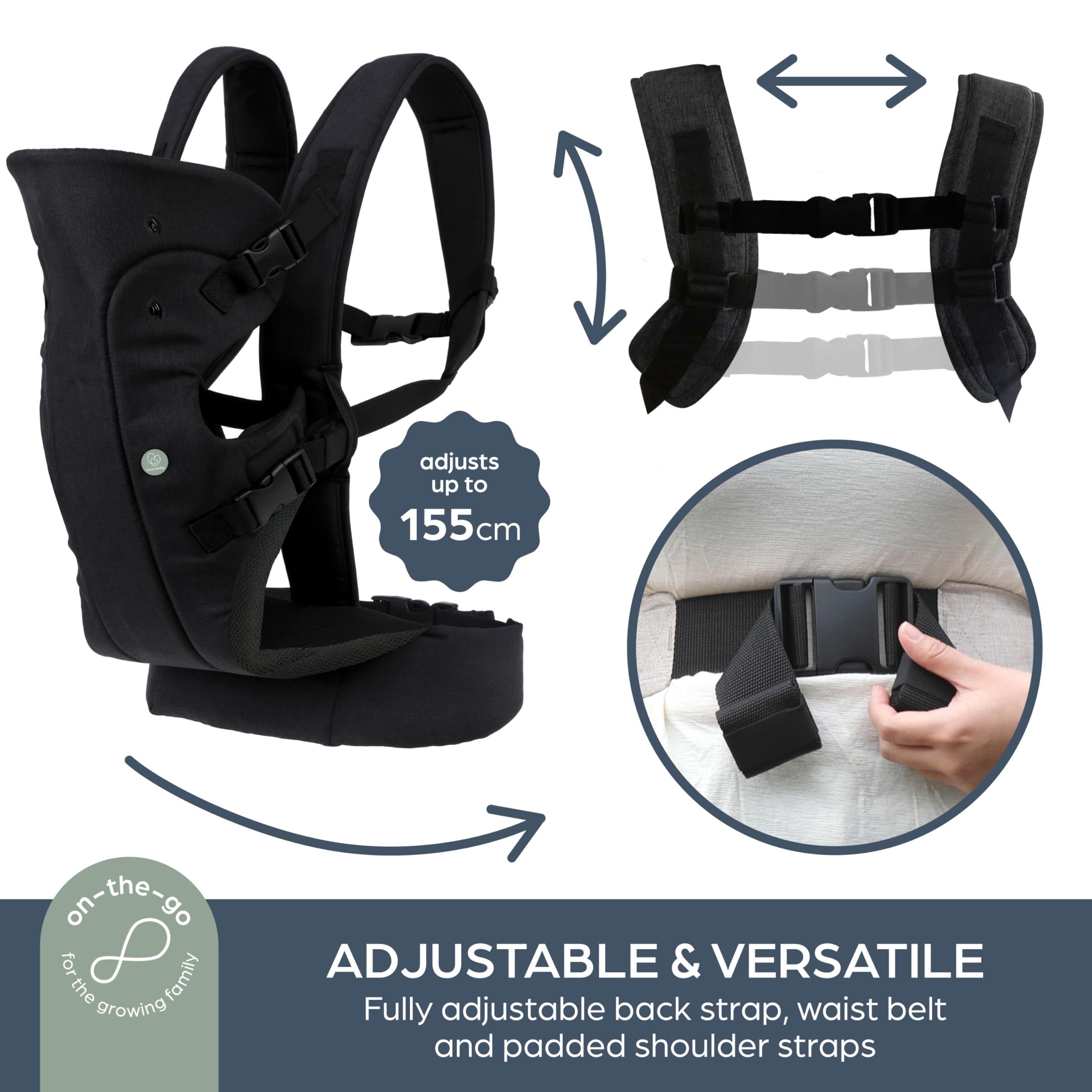 Dreambaby Journey Adjustable 3-in-1 Baby Carrier for Newborn to Toddler up to 15kg - Comfortable, Versatile & Ergonomic for Mum or Dad - 4