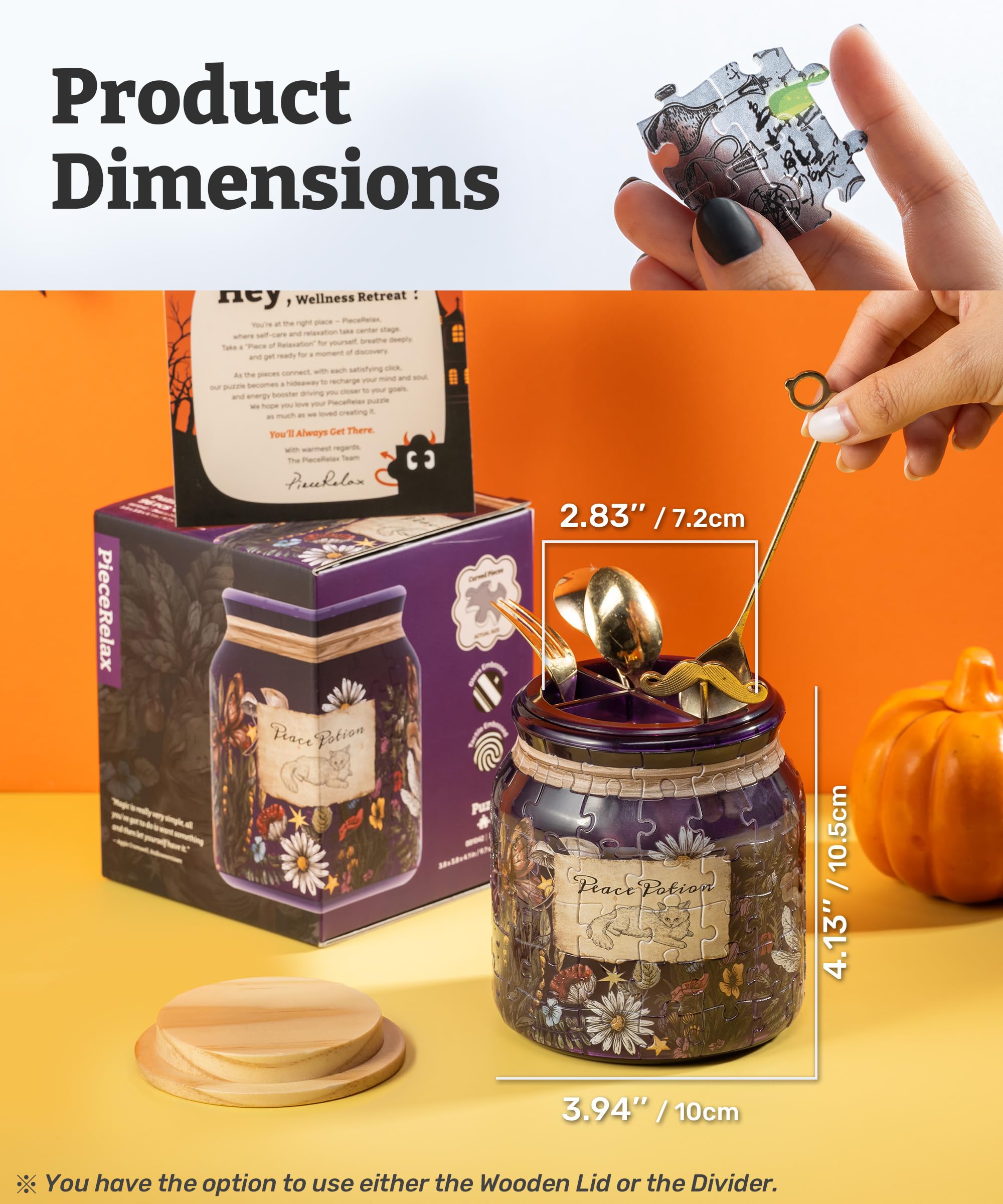 PieceRelax 3D Puzzle Pojemnik na Długopisy - Relax Potion [BB1041], 96 Elementów, Drewniana Pokrywka
