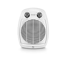 De’Longhi Hva 3220 Termoventilatore Verticale, Silenzioso, 2 Manopole, 2 Potenze, Protezione Antigoccia, Termostato, Maniglia, Protezione Antigelo, Doppio Isolamento, Piccole Dimensioni, Bianco