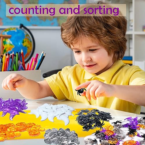 Miniatura 5 de Relleno sensorial de Halloween, 300 piezas de mini acrílico calabaza fantasma, calavera, gemas, jarrón para centros de mesa de Halloween, decoración