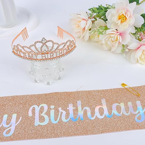 Miniatura 6 de Birthday Tiara for Women & Glitter Its My Birthday Sash Birthday Crowns for Women Birthday Queen Sash and Tiara Birthday Crown and Sash for Women