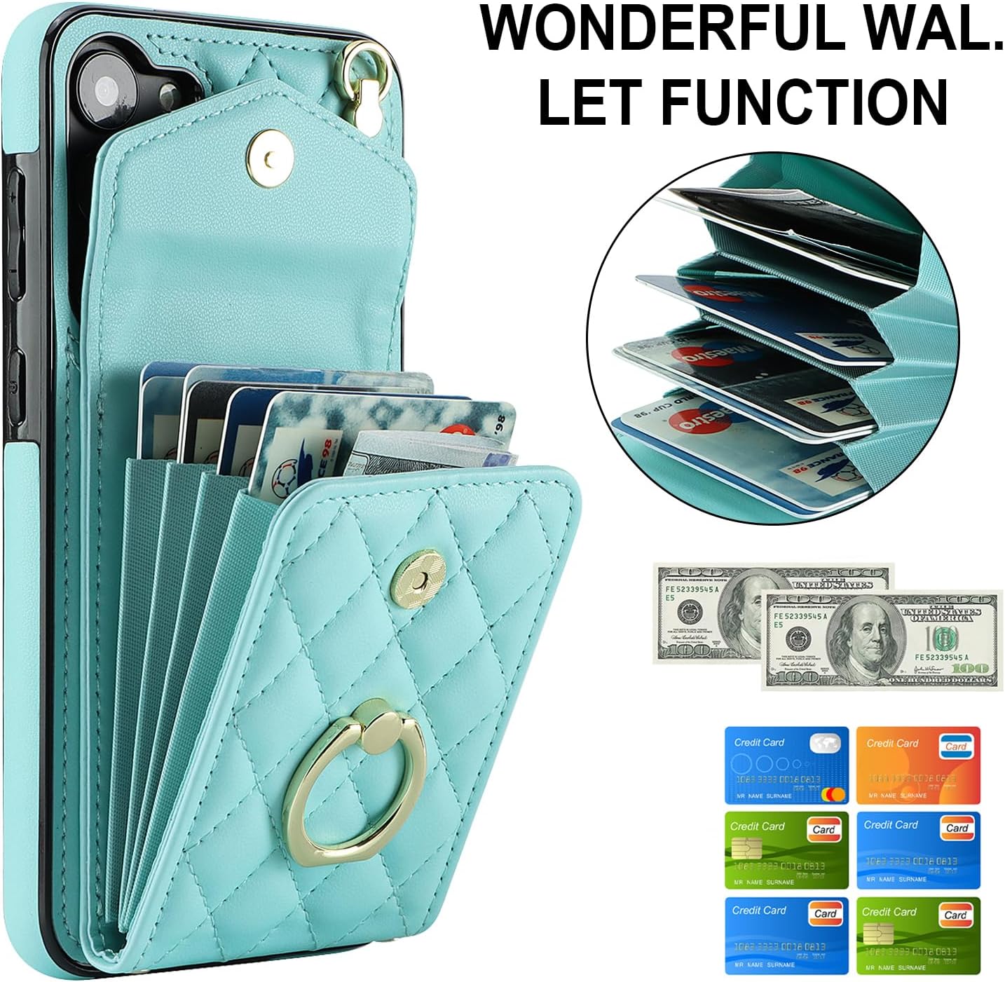 asuwish phone case for samsung galaxy s25 5g wallet cover with tempered glass screen protector and crossbody wrist strap ring rfid blocking credit card holder leather cell s 25 25s g5 women girls teal teal for s25