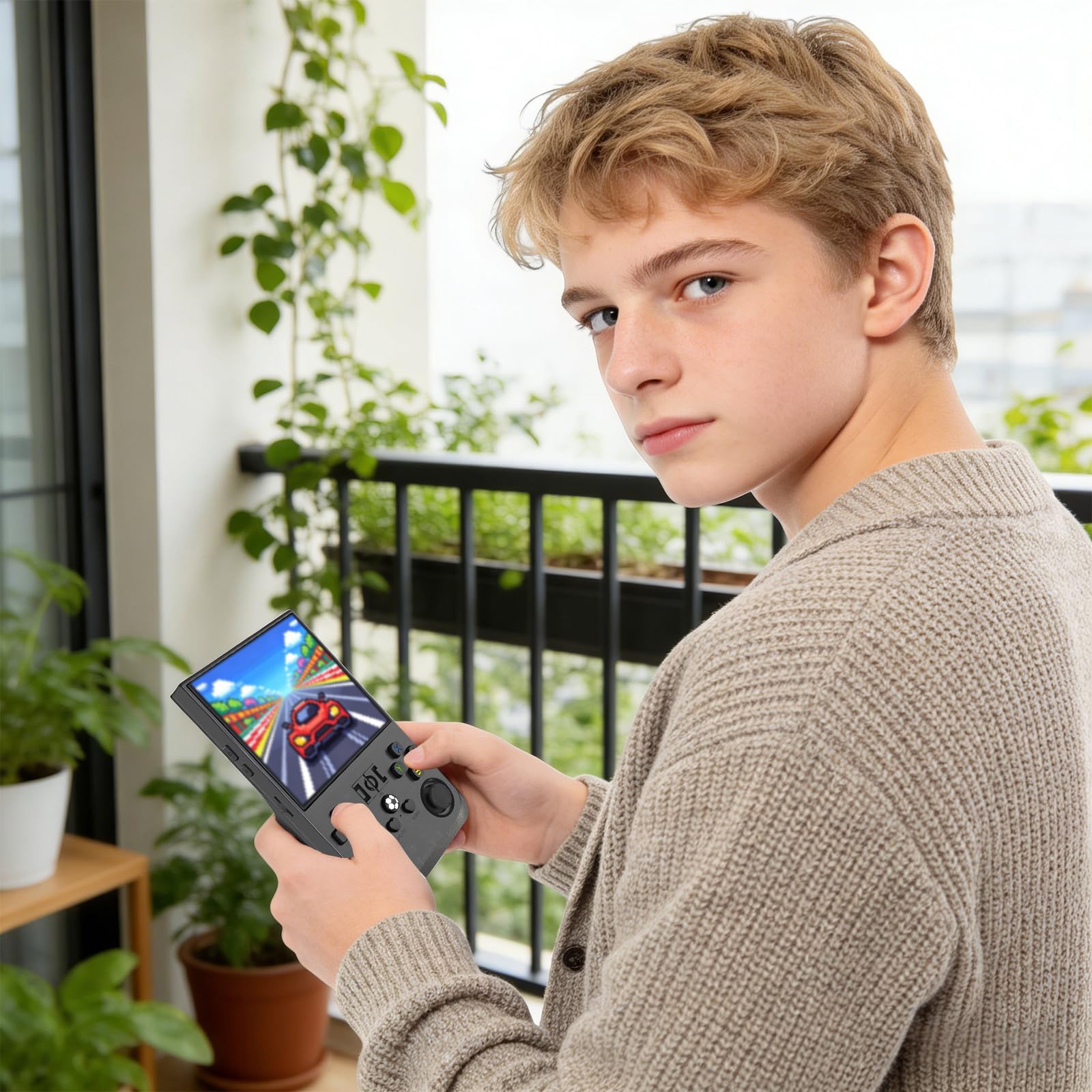 Handheld Spielkonsole 4 Zoll 128GB Retro Gaming Konsole 4000mAh USB (Klar Schwarz)