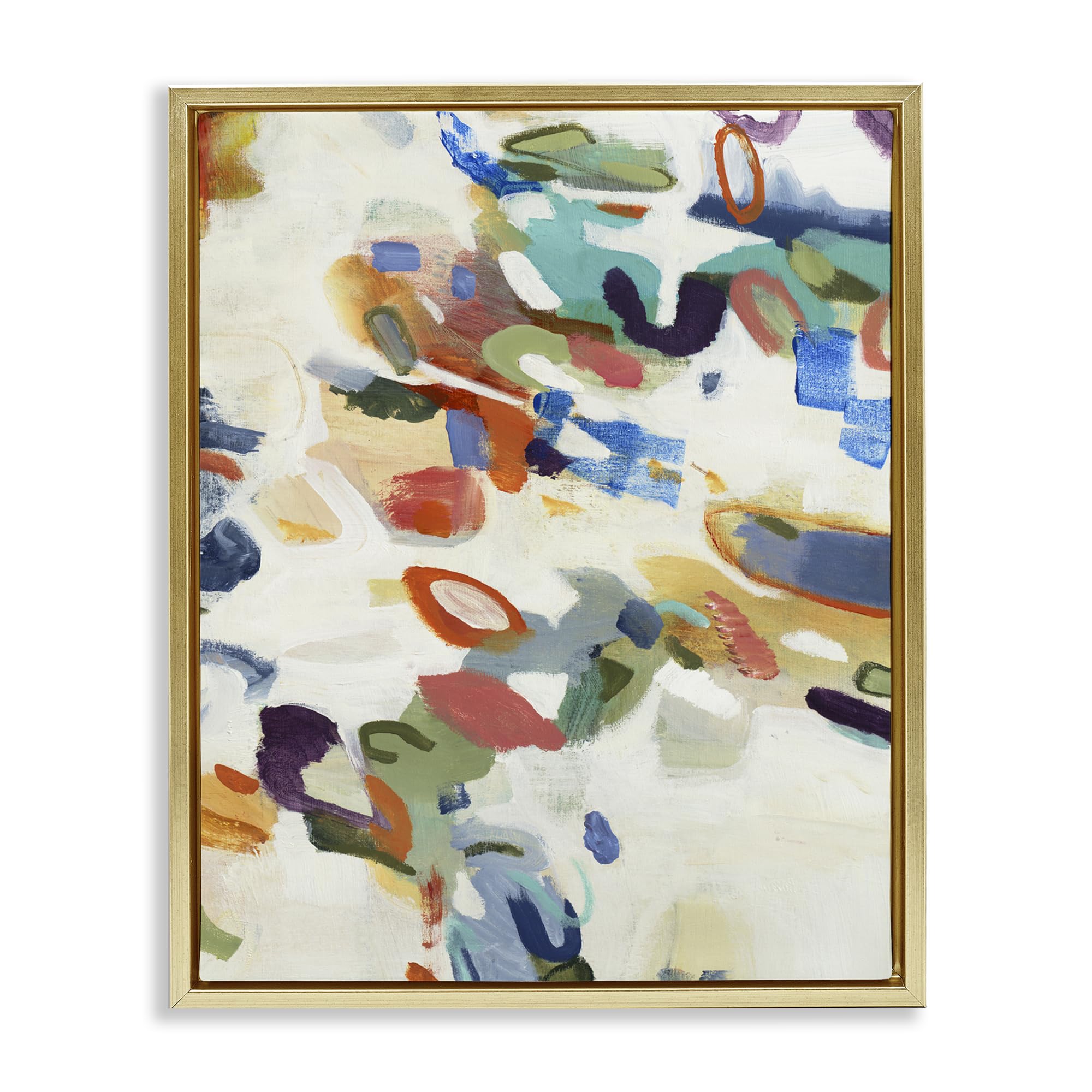 Stupell Industries 'Multihued Expressive Abstract', Floating Frame Canvas Art, Gold, 25 x 31 Inches, Easy to Hang and Sturdy, Made in USA, by Lisa Ridgers