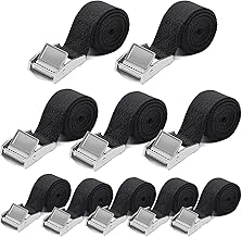 10 x Tightening Straps 25 mm x 1 m Load Capacity 250 kg, Fastening Strap with Tightening Buckle for Motorcycle Bike Carriers, Heavy Duty Tie Down Straps, DIN EN 12195-2, Black