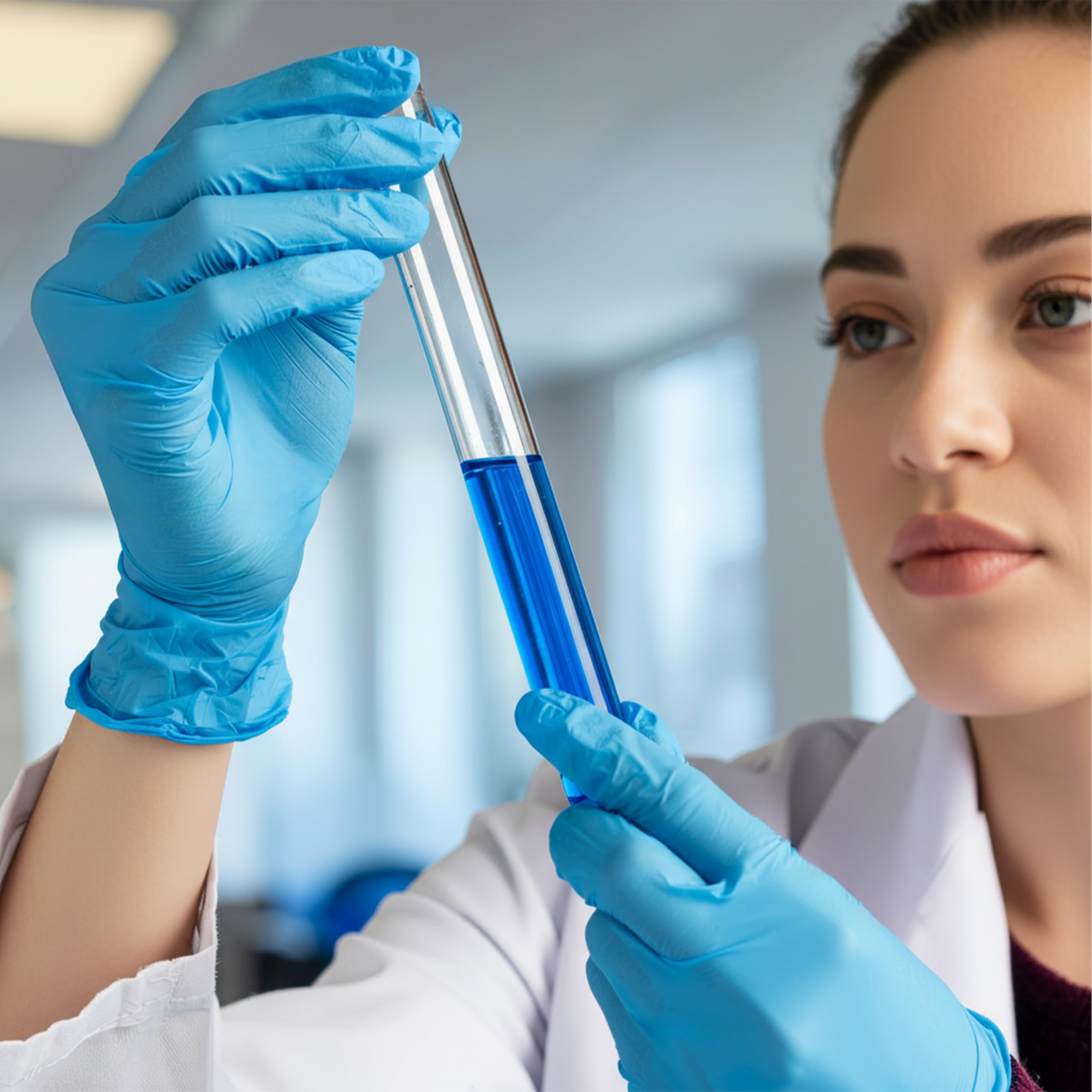 Rękawice nitrylowe, bez pudru, 100 sztuk, niebieskie, L – mocne rękawiczki jednorazowe – nie zawierają lateksu, obustronnie przenośne, wytrzymałe i odporne na chemikalia