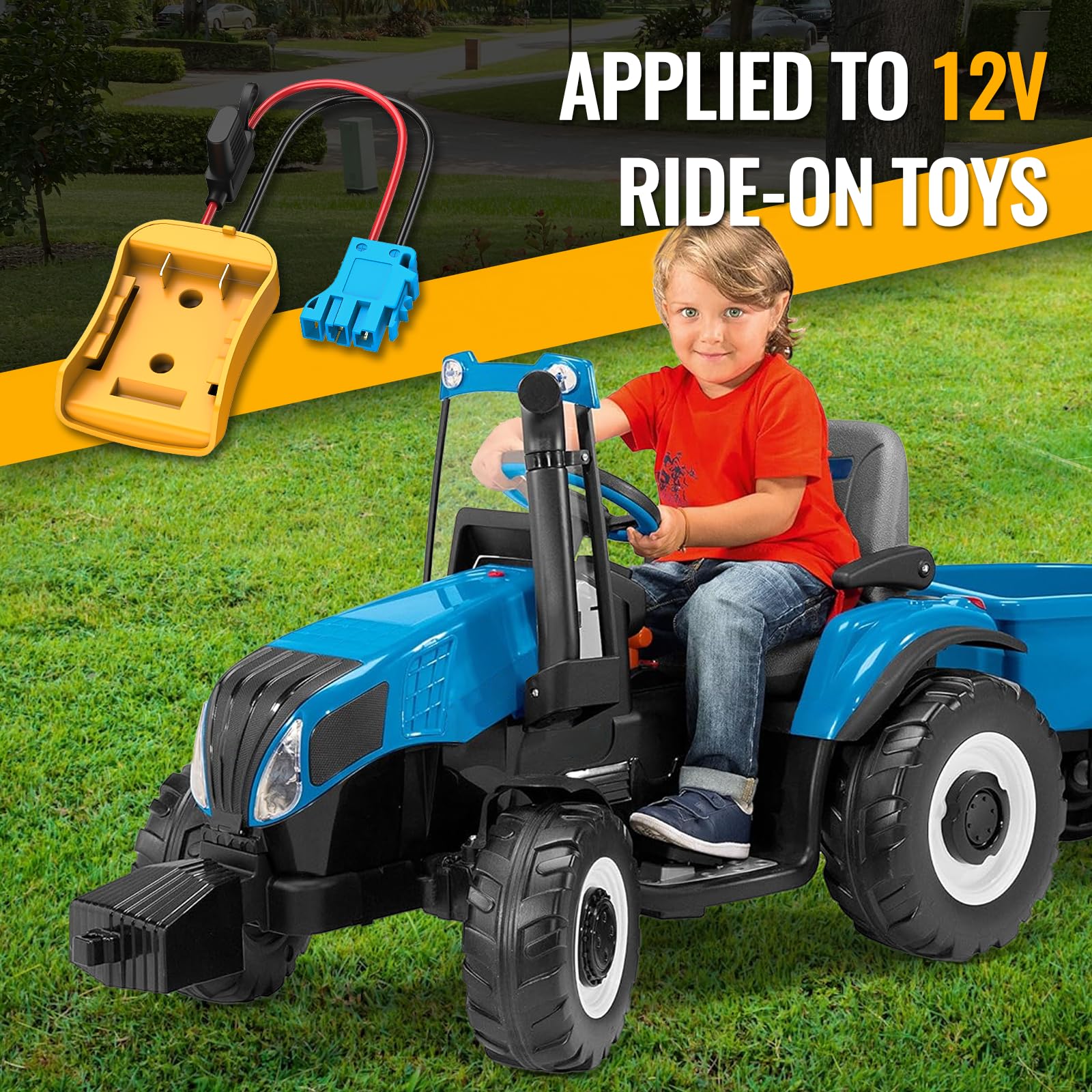 Kzreect Adaptador de batería compatible con batería Dewalt de 20 V, kit de conversión con portafusibles y conector de arnés de cables compatible con juguete Peg-Perego Kids Ride-on