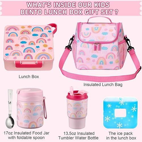 Miniatura 2 de Lonchera Bento para niños con termo de sopa de 17 onzas, botella de agua aislada y bolsa de almuerzo aislada, a prueba de fugas, contenedor de
