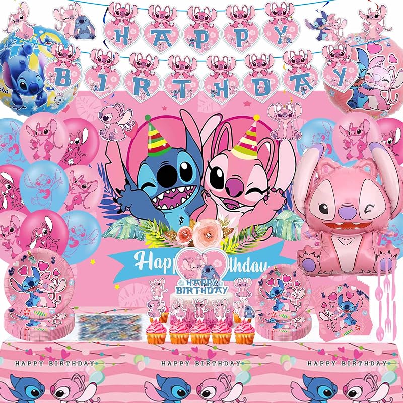 171 PCS Cartoon Birthday Party Decorations Set for Girls | Tableware Set, Decorations for Girls Birthday, Pink Cartoon Birthday Party Supplies