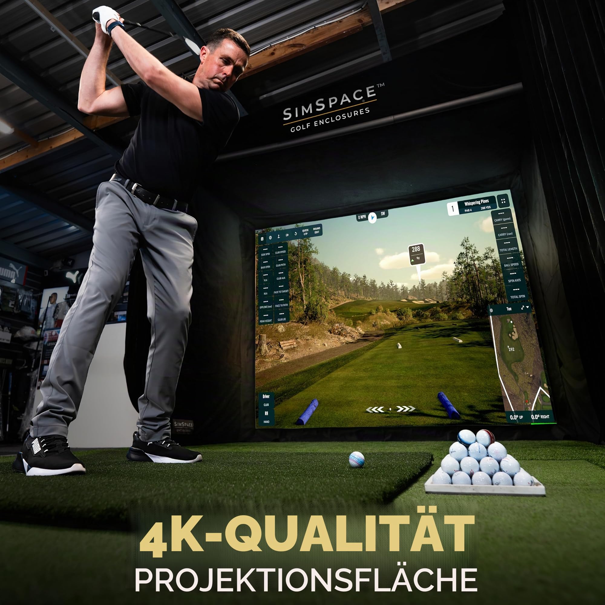 SimSpace Golf-Schlagleinwand – weiße Projektor-Leinwand für Golfsimulator für Zuhause, robuster und langlebiger Bildschirm, Golf-Simulator-Bildschirm, HD-Projektor-Leinwand für Golf-Übung