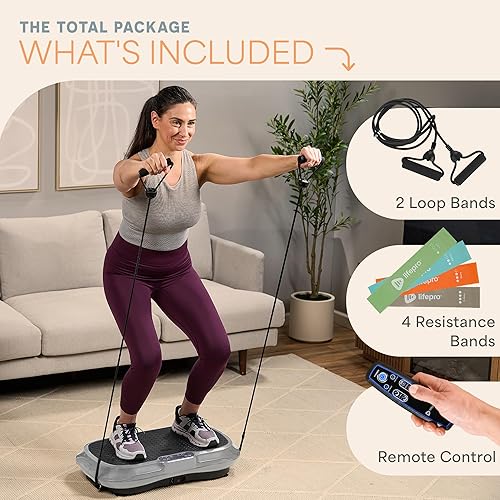 Miniatura 7 de LifePro Waver - Máquina de ejercicios con placa de vibración para entrenamiento de cuerpo entero con bandas de bucle, equipo de entrenamiento en