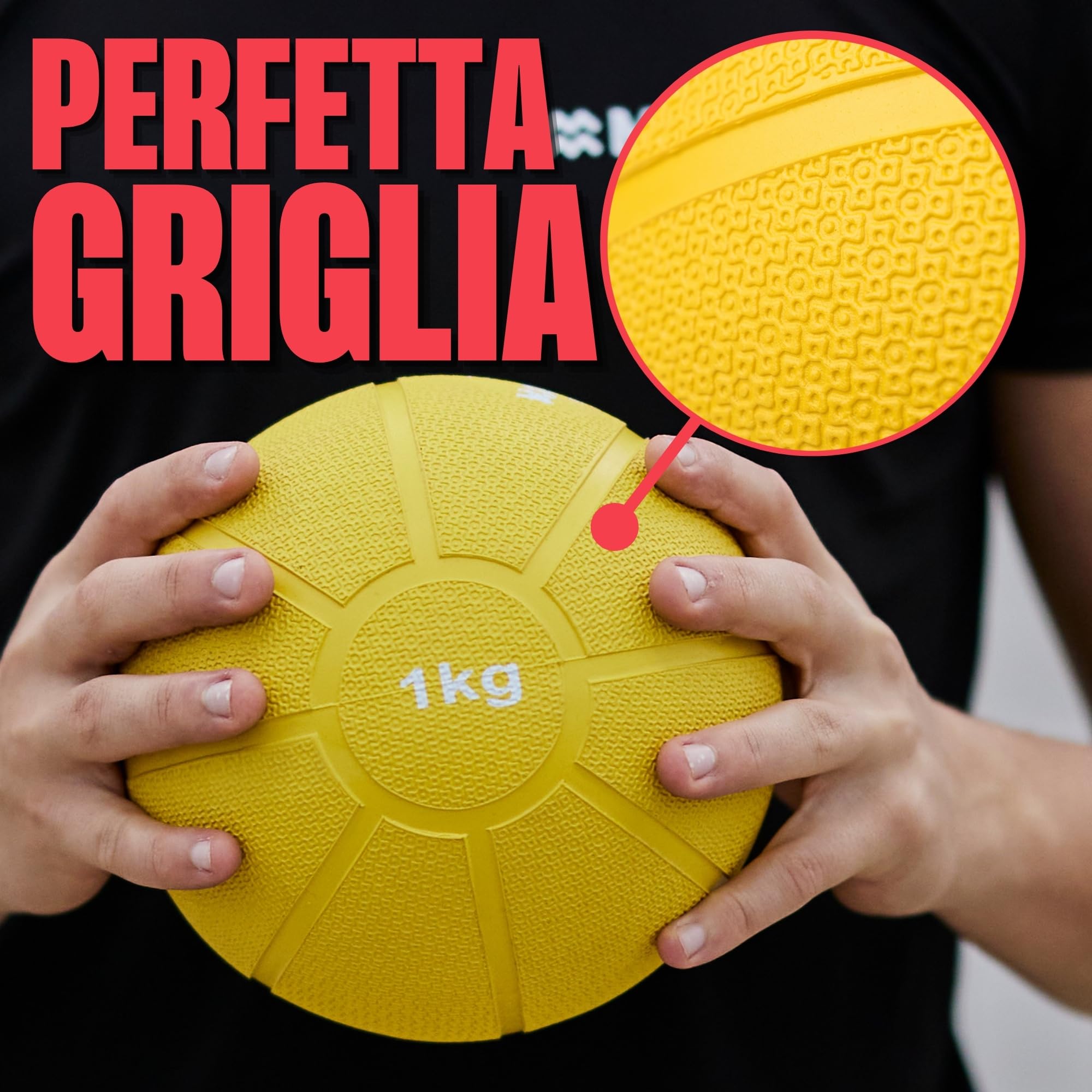 MATCHU - Palla Medica - Palla Medicinale - Palle mediche - Palla Fitness - Disponibile in 1, 2, 3, 4 e 5 KG - Gomma Solida - Giallo, Rosso, Verde, Blu e Nero