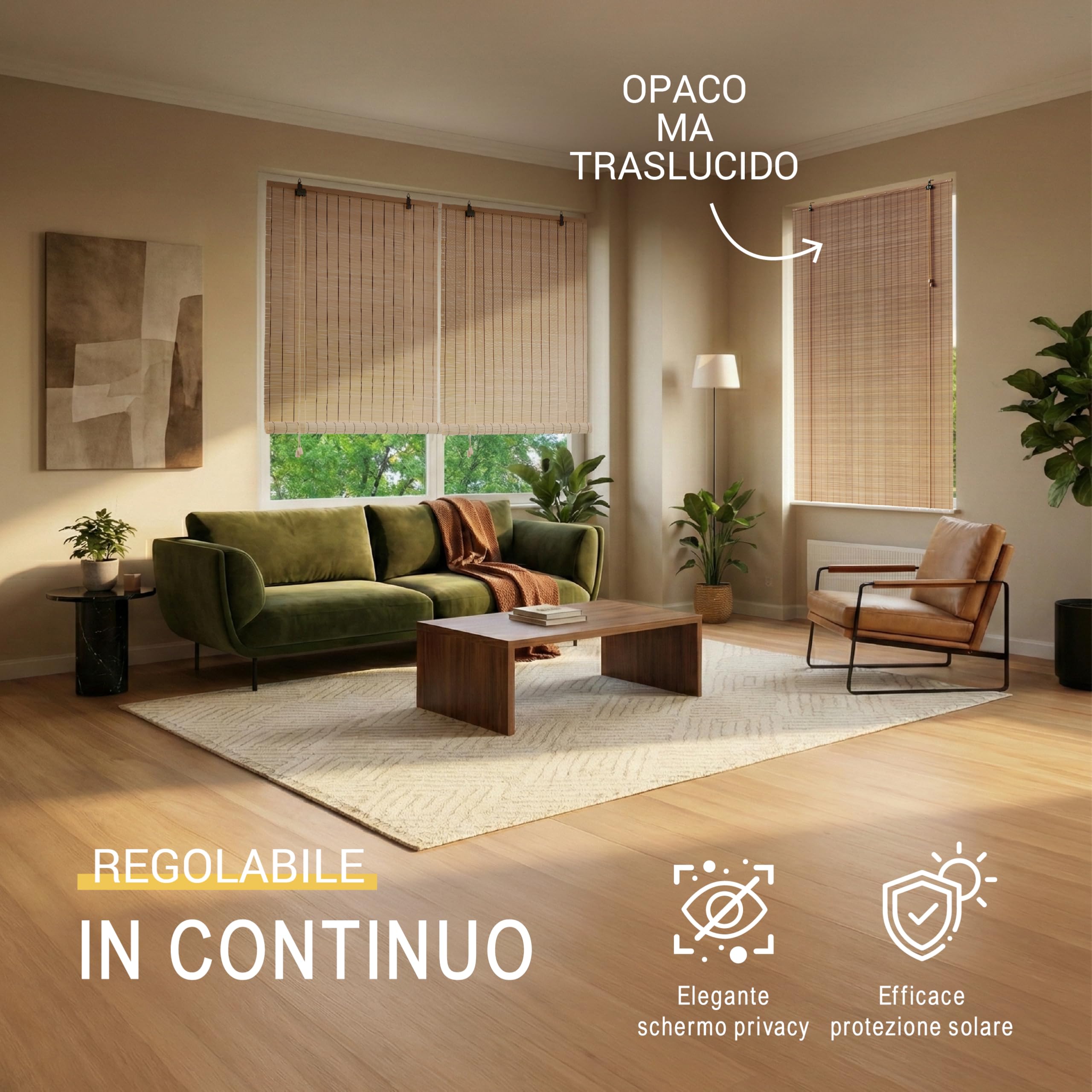 Sol Royal Tenda a Rullo in Bambù senza Fori per Finestra Interna Oscurante | 120x160cm Teak Legno Naturale Avvolgibile Protezione Solare e Privacy forare veneziana tapparella BR7