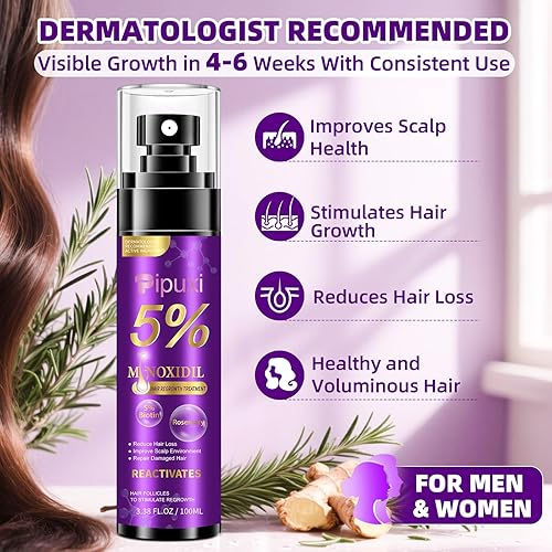 Miniatura 5 de 5% de minoxidil para hombres y mujeres, productos para el crecimiento del cabello, suero de biotina con romero para tratamiento de regeneración
