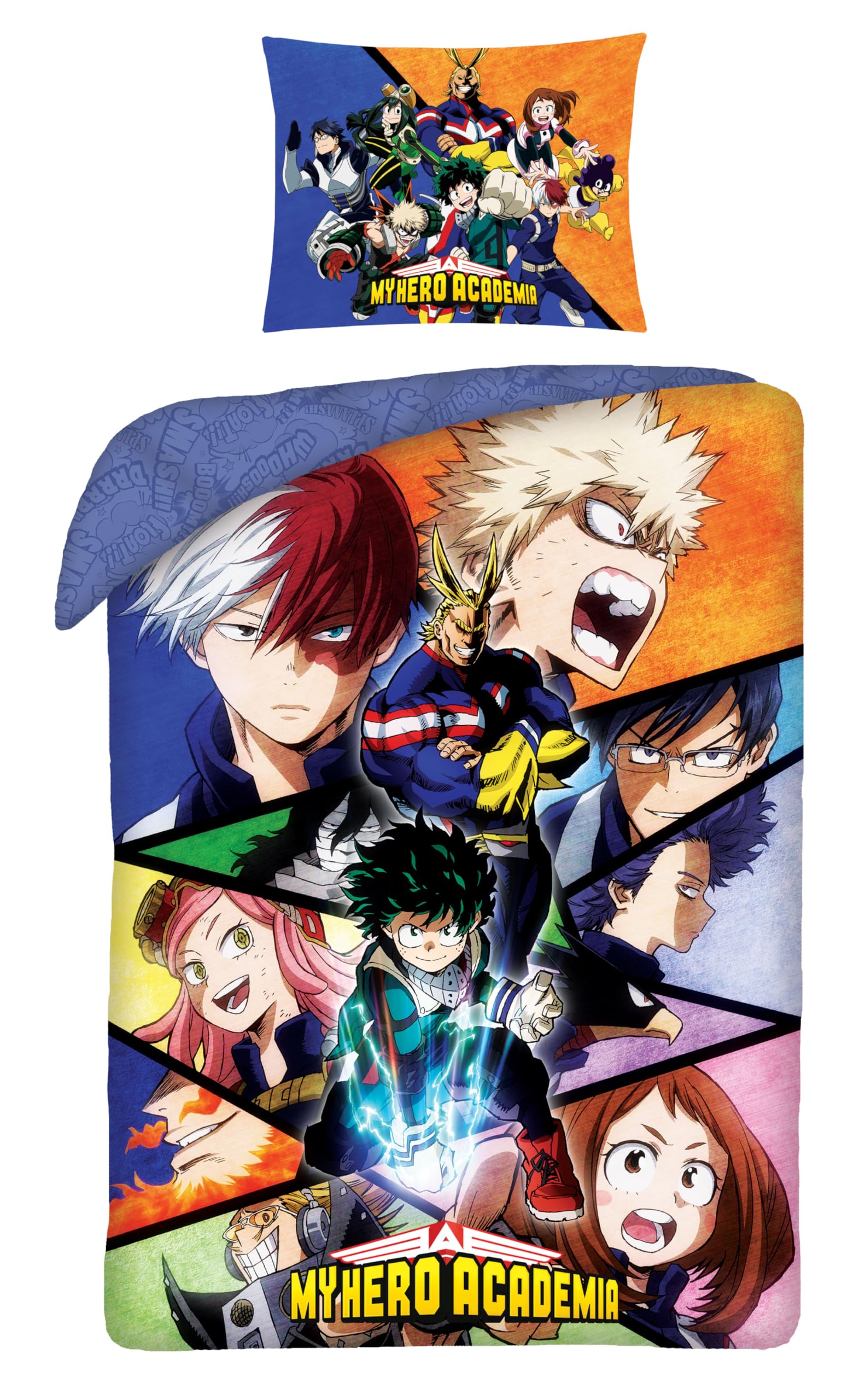My Hero Academia Single Duvet Cover Set – Reversible Blue Anime Bedding | Soft Microfibre Quilt Cover & Pillowcase | Kids Teens Boys Bedroom Décor
