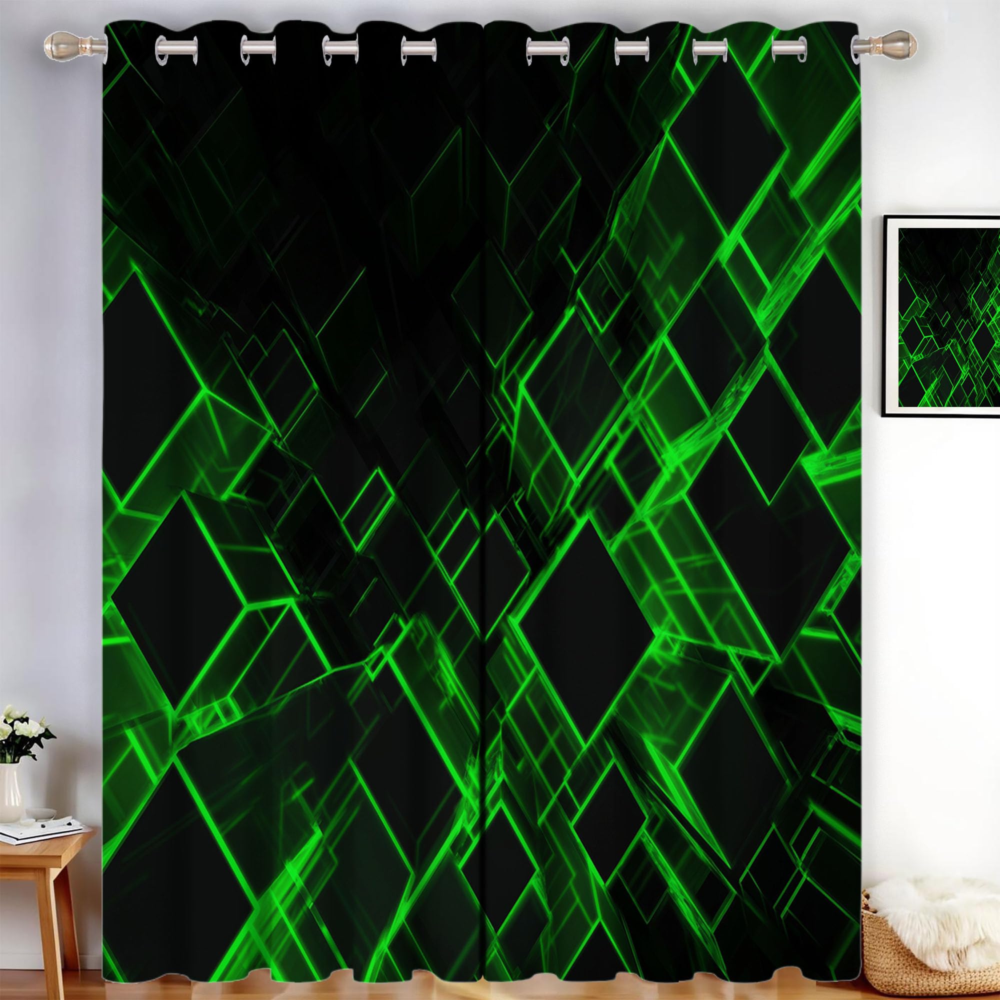 Rideau occultant abstrait pour l'isolation thermique du salon ou de la chambre
