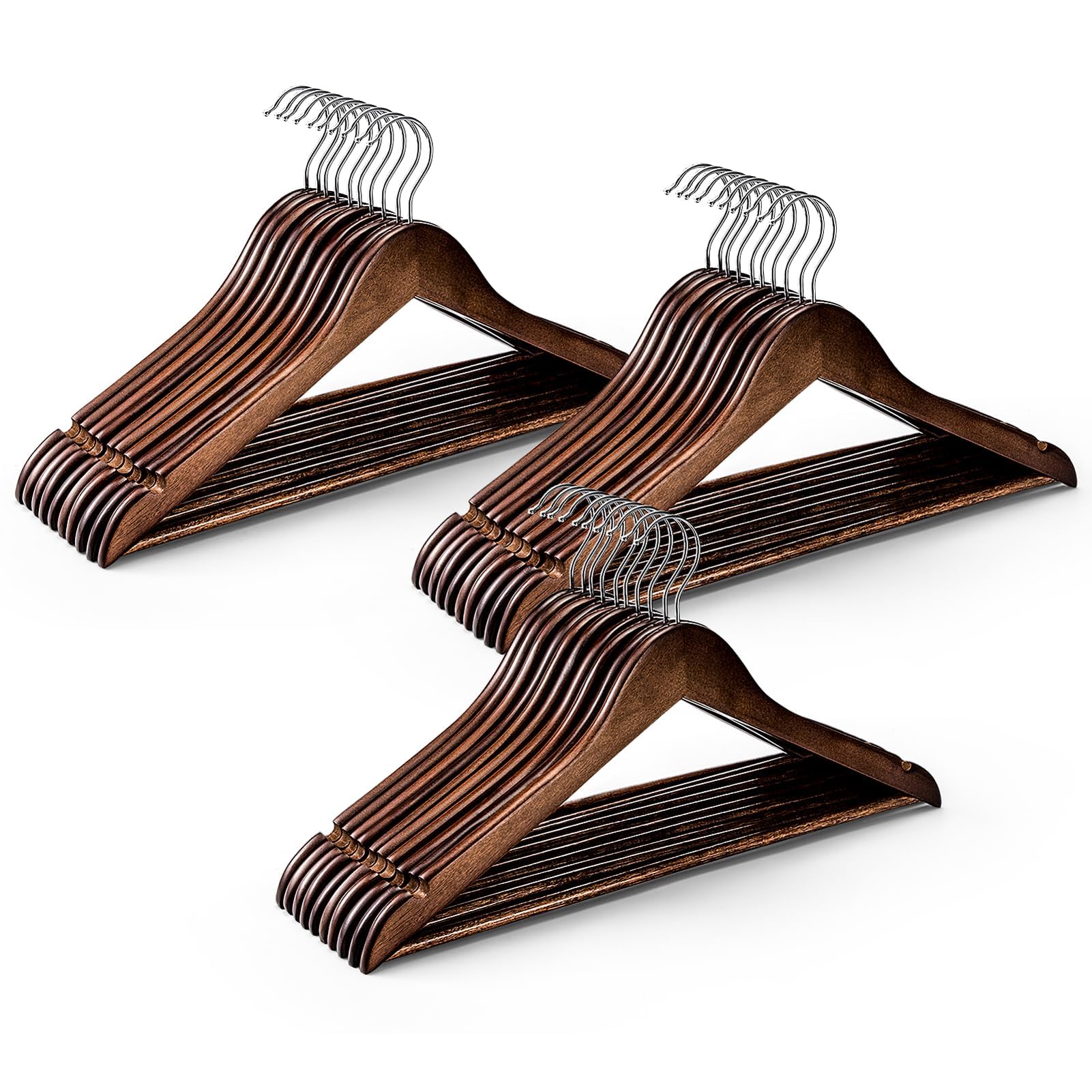 HOUSE DAY Bulk Wooden Hangers 50 Pack, 17.5" Smooth Wood Clothes Hangers