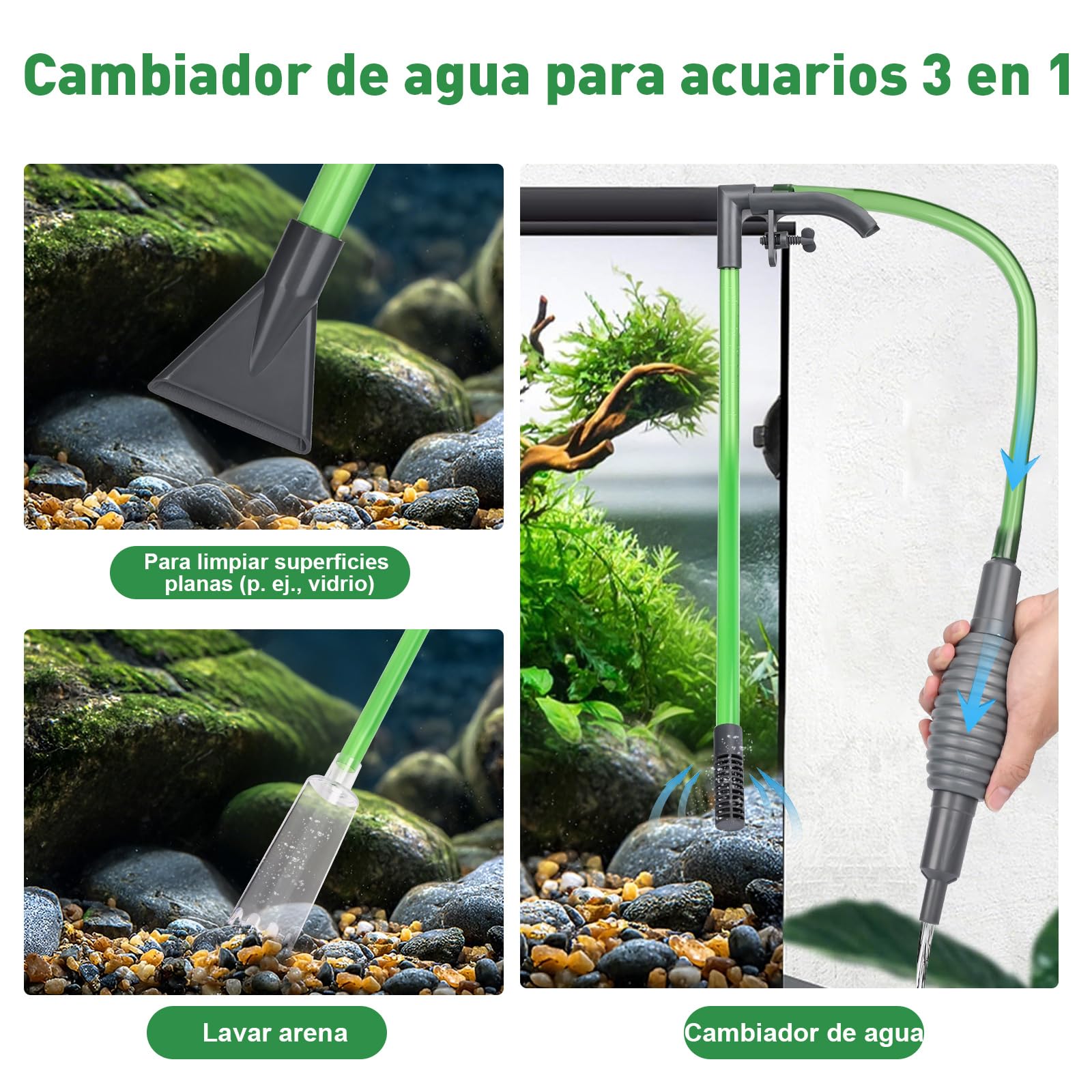 GuKKK Limpiafondos Sifonador Acuario, Sifon Acuario limpiafondos, Cambiadores de Agua de Acuario, Acuarios Limpiador de Peceras, Aspiradores de Fondo para Acuarios, para Limpieza de Arena del Filtro