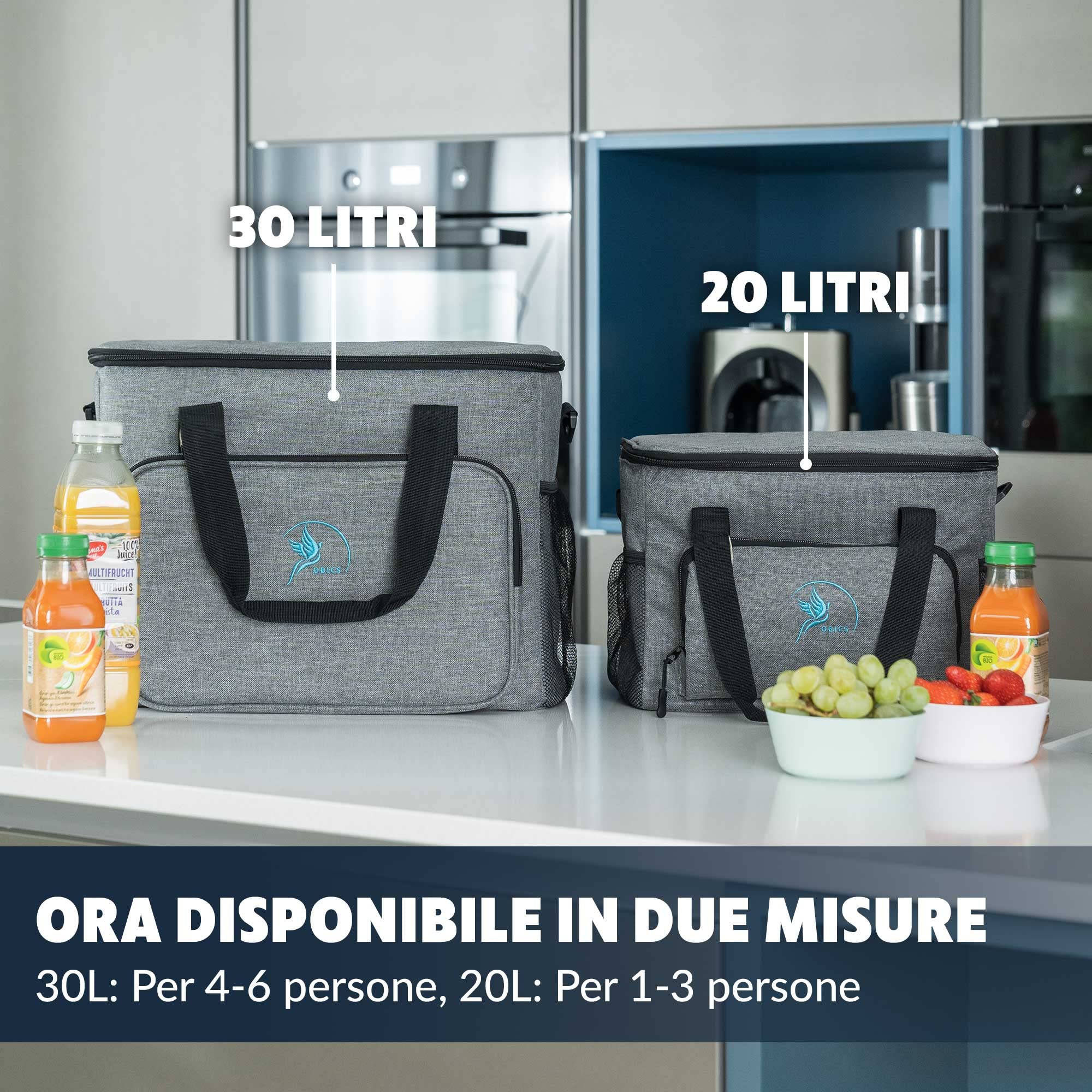 Obics Borsa termica porta pranzo 20 e 30 litri - Frigo isoterma portatile per alimenti, ufficio, picnic e da viaggio - Borsa-Frigo rigida e termiche isolata