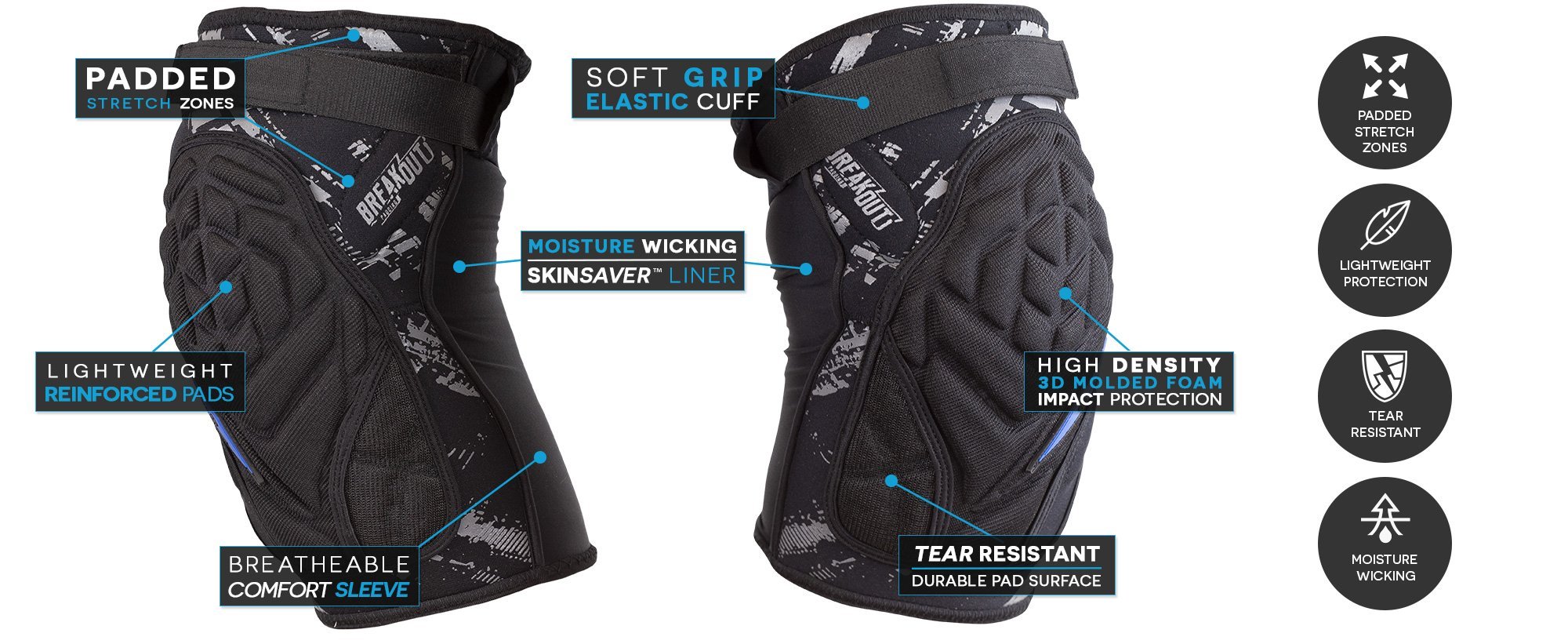 Padded Compression Pants VIRTUE Breakout Knee Pads Lightweight